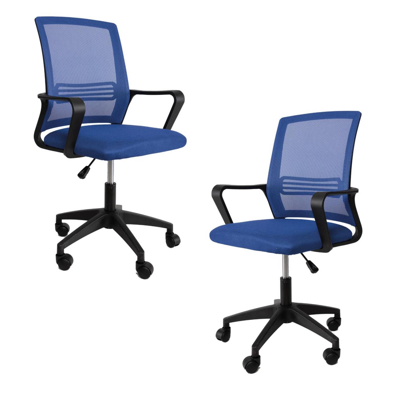 Set 2 Sillas de Escritorio Ergonomica para Oficina Giratoria Mediano Azul