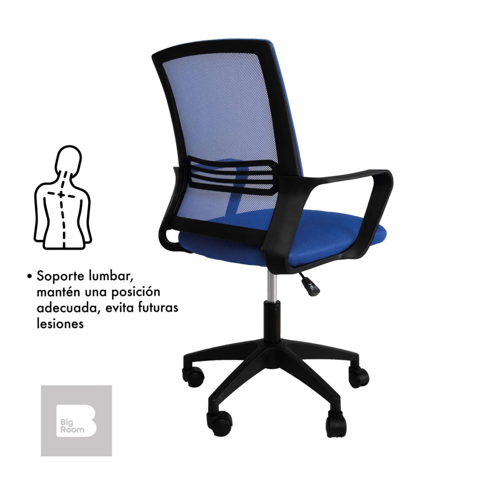 Set 2 Sillas de Escritorio Ergonomica para Oficina Giratoria Mediano Azul