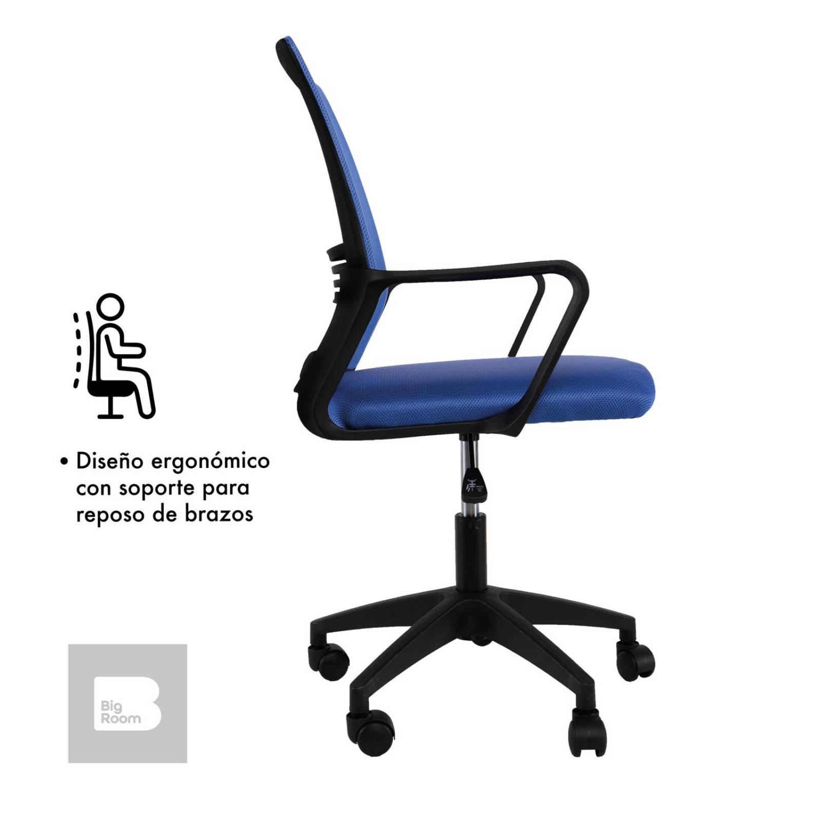 Set 2 Sillas de Escritorio Ergonomica para Oficina Giratoria Mediano Azul