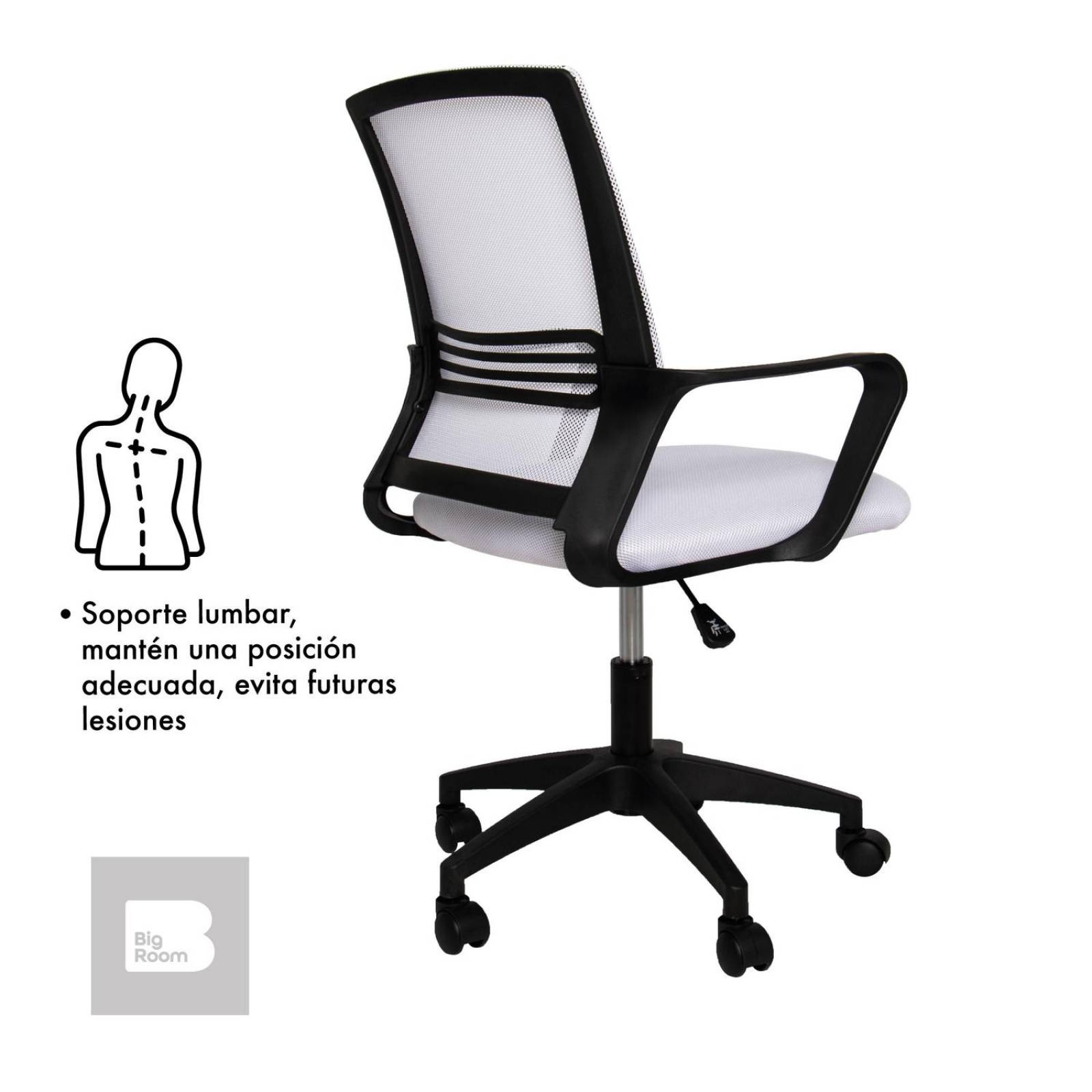 Set 2 Sillas de Escritorio Ergonomica para Oficina Giratoria Blanco Mediano