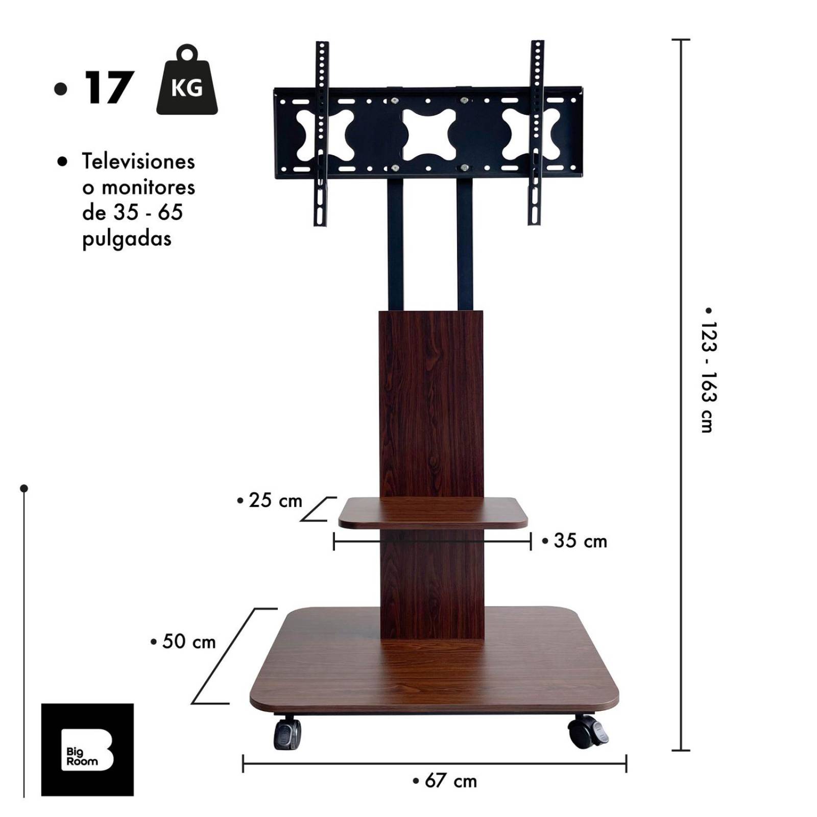 Mesa TV 2 En 1 Con Soporte 4 Ruedas 32-70 pulgadas Minimalista