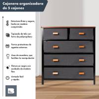 Comoda Cajonera 4 Cajones De Tela Mueble Organizador Madera Negro