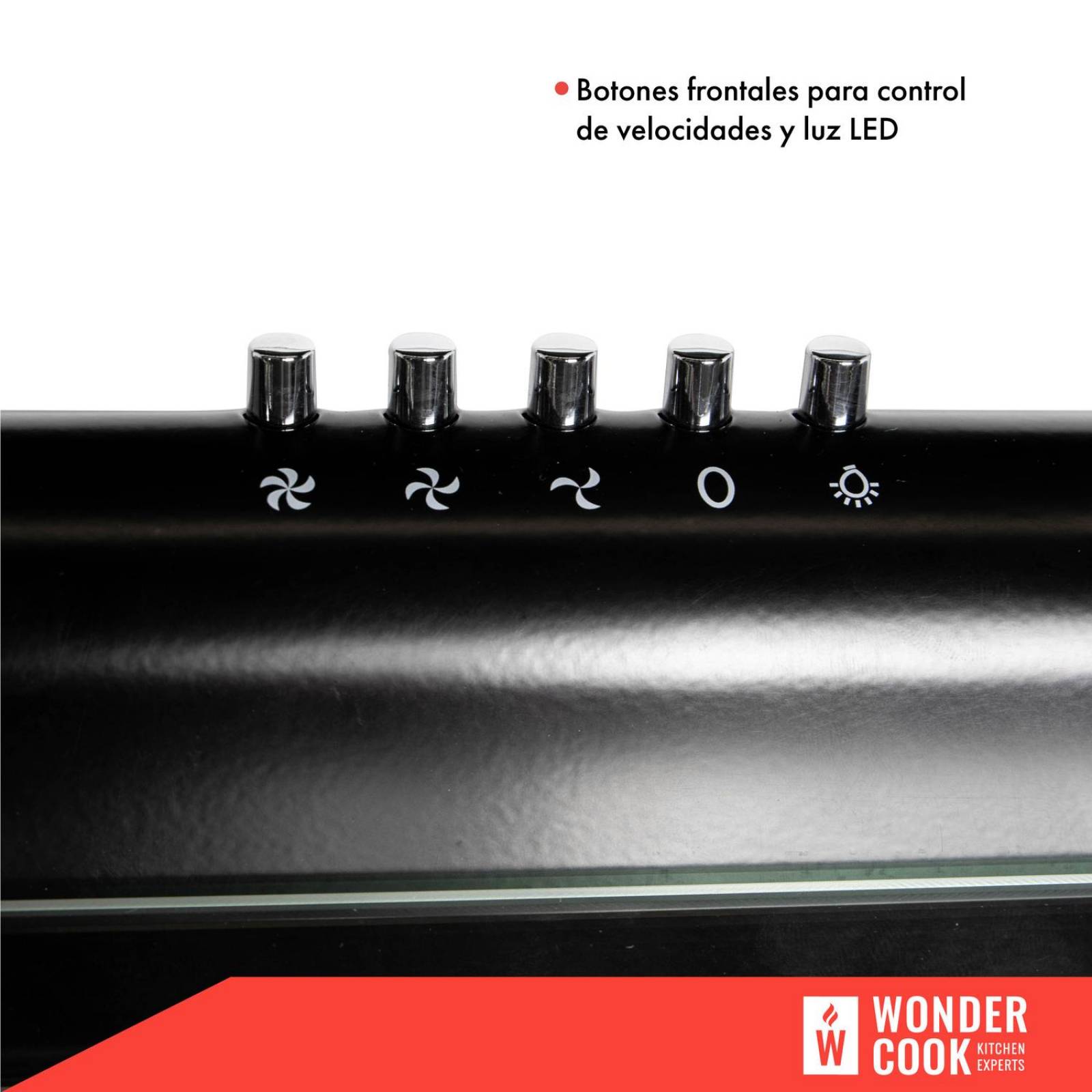 Campana Extractora de Cocina Purificadora Acero Inox Luz Led Negro 80