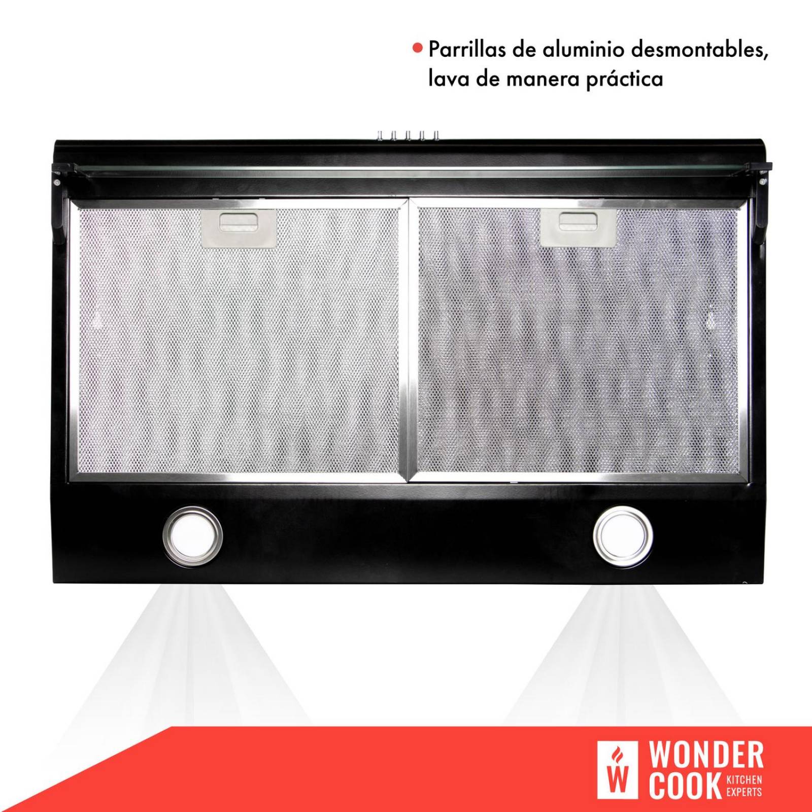 Campana Extractora de Cocina Purificadora Acero Inox Luz Led Negro 80