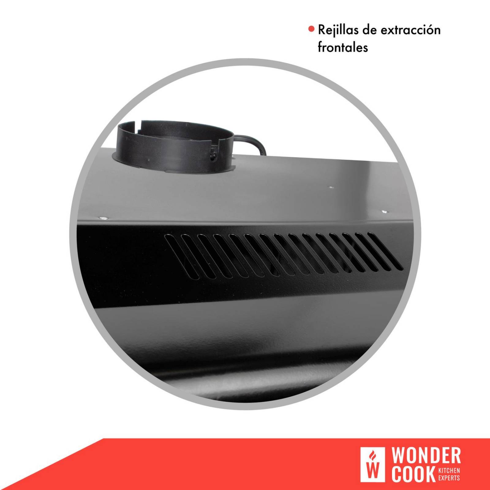 Campana Extractora de Cocina Purificadora Acero Inox Luz Led Negro 80