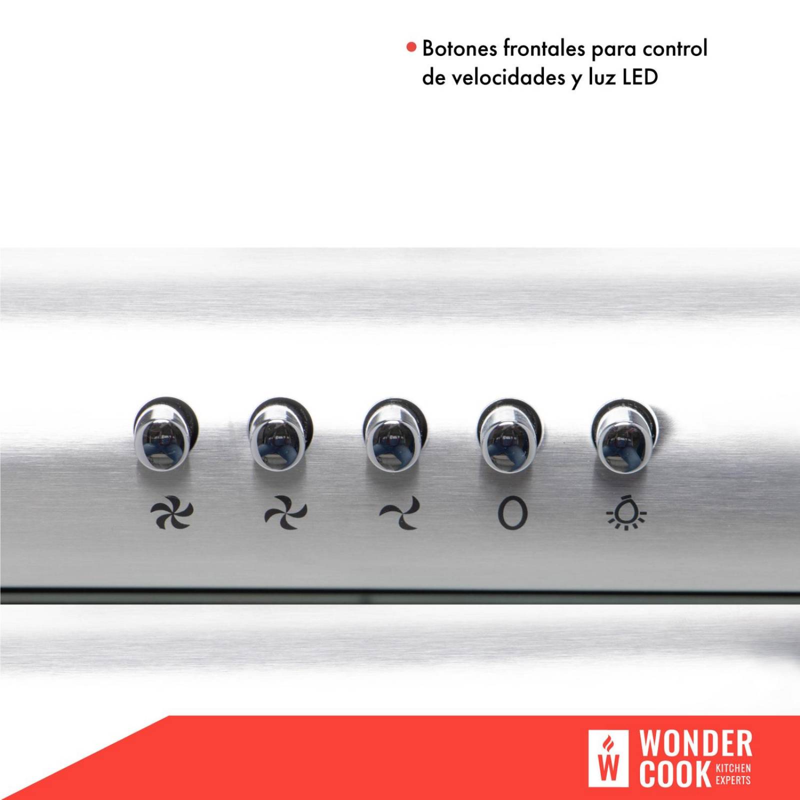 Campana Extractora de Cocina Purificadora Acero Inox Luz Led Plateado 80