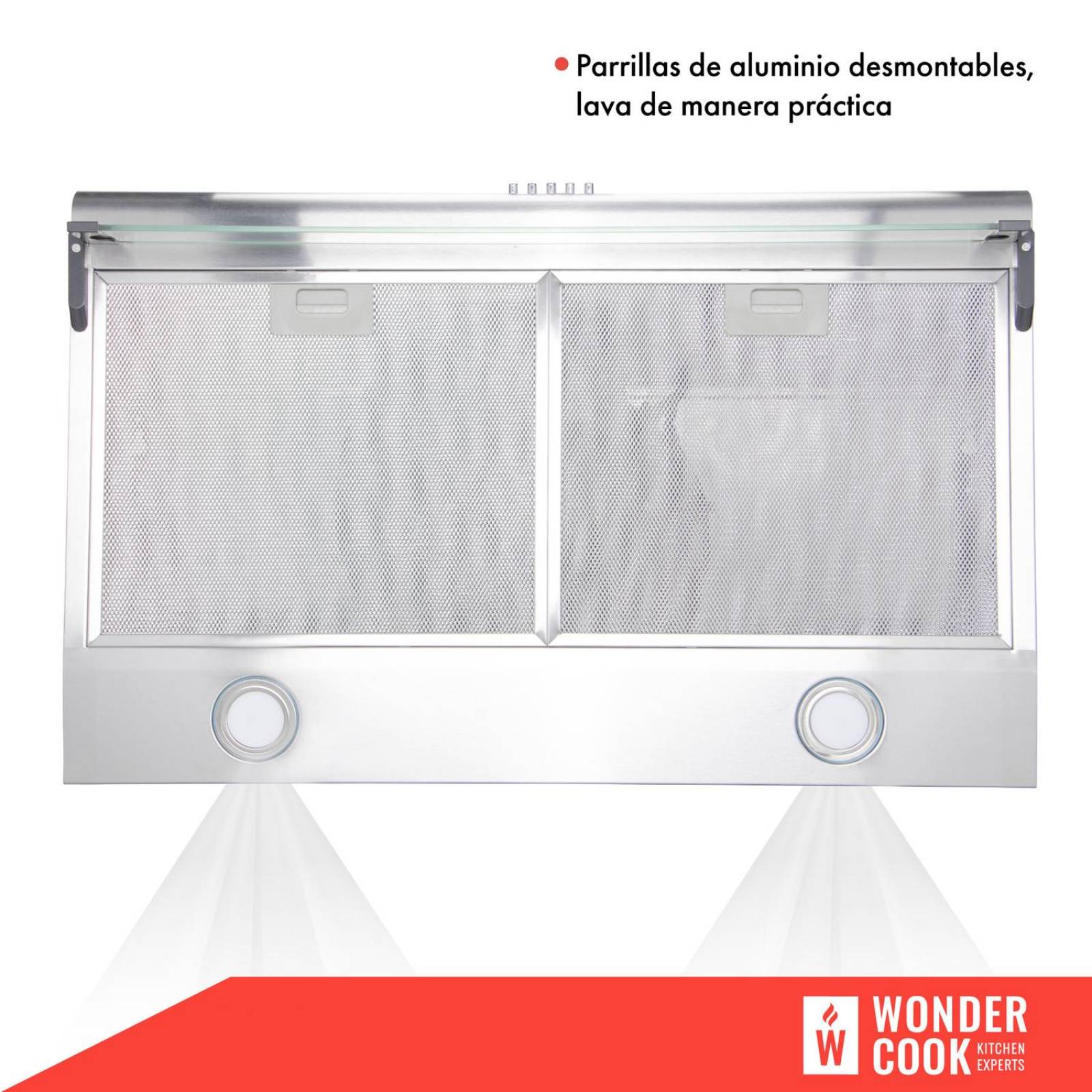 Campana Extractora de Cocina Purificadora Acero Inox Luz Led Plateado 80