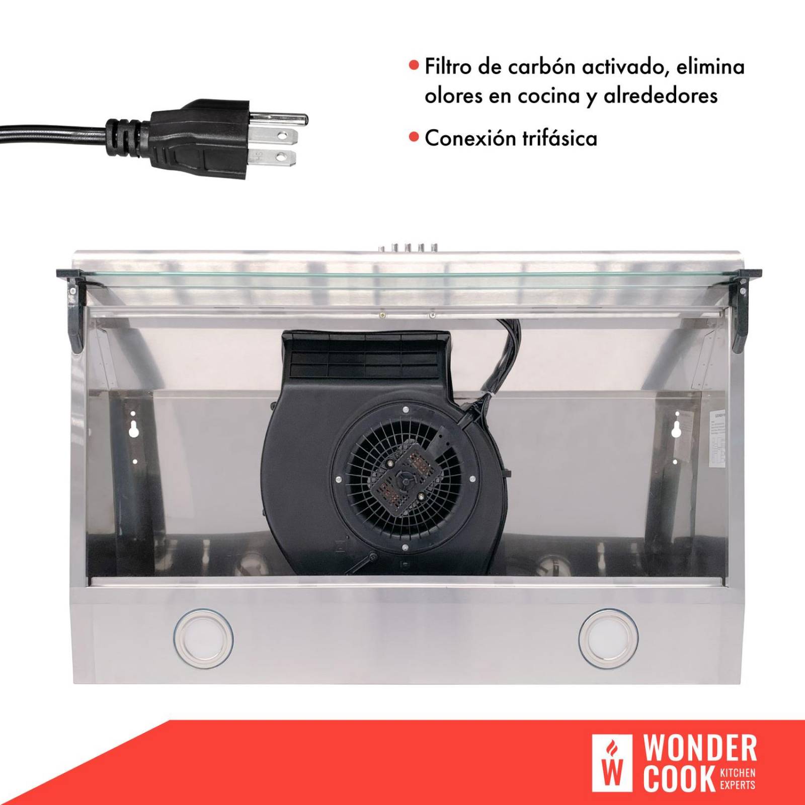 Campana Extractora de Cocina Purificadora Acero Inox Luz Led Plateado 80