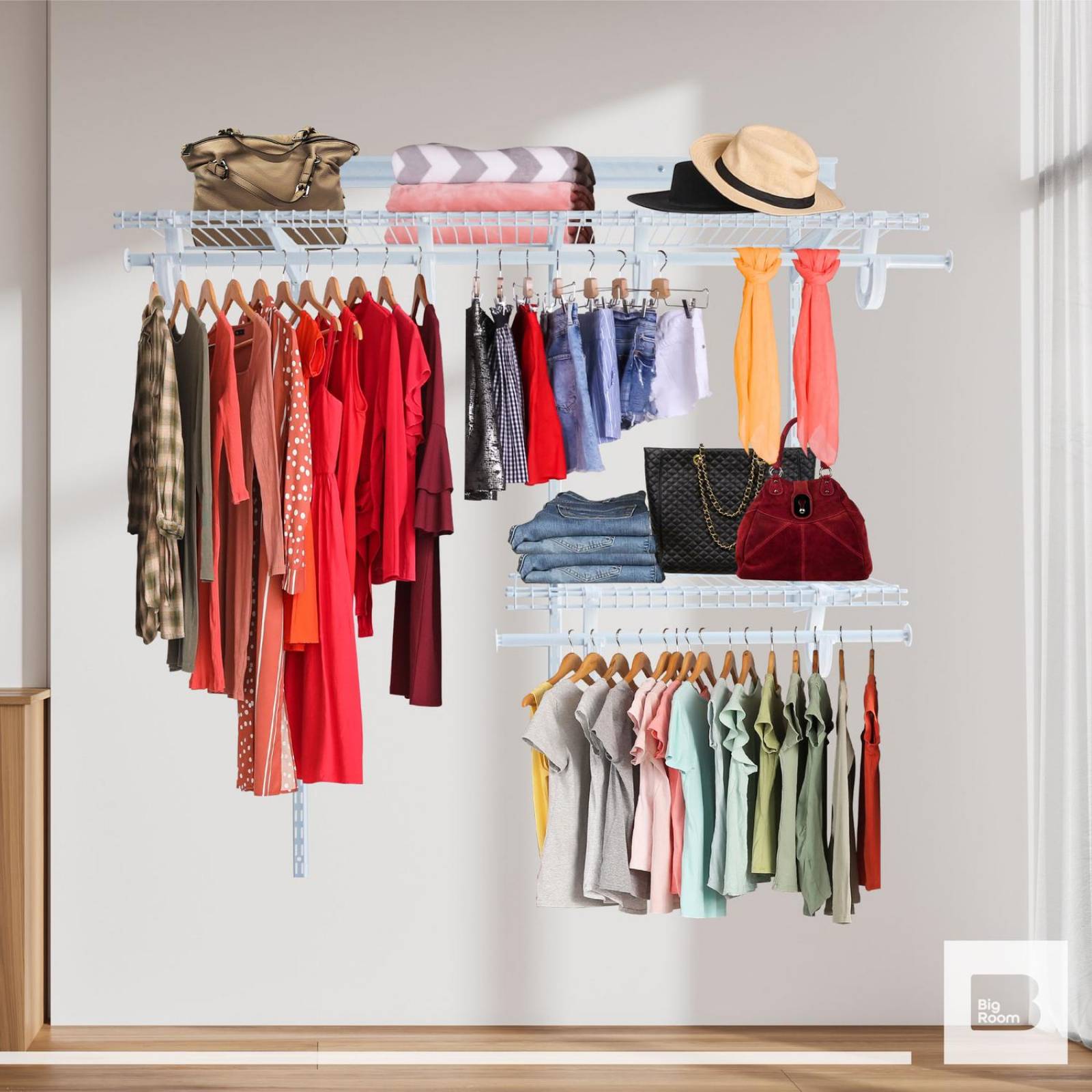 Closet Ropero Armable Armario 2 a 4Ft Ajustable Reforzado Blanco