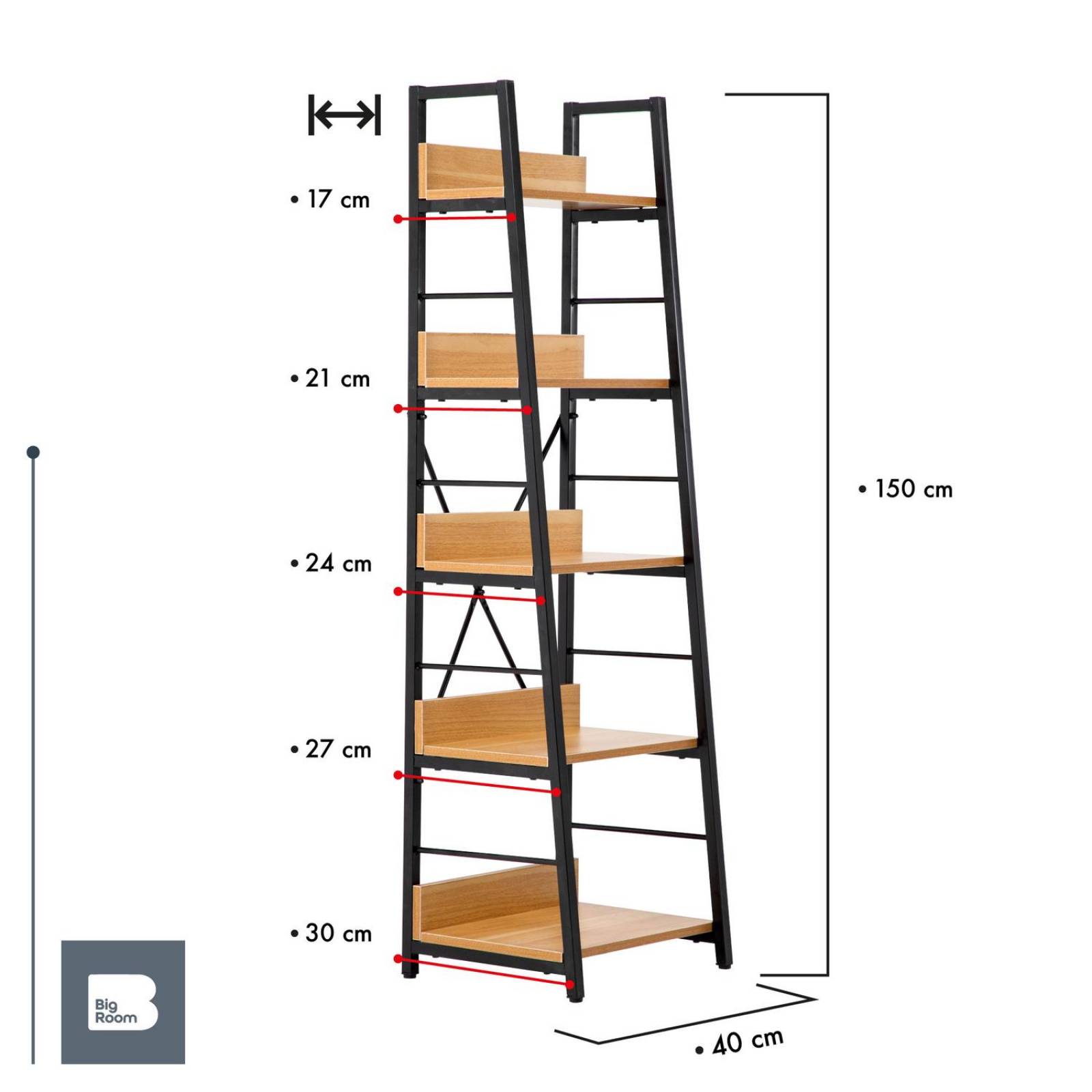 Librero Estante Organizador De Madera 5 Repisas Minimalista Ocre