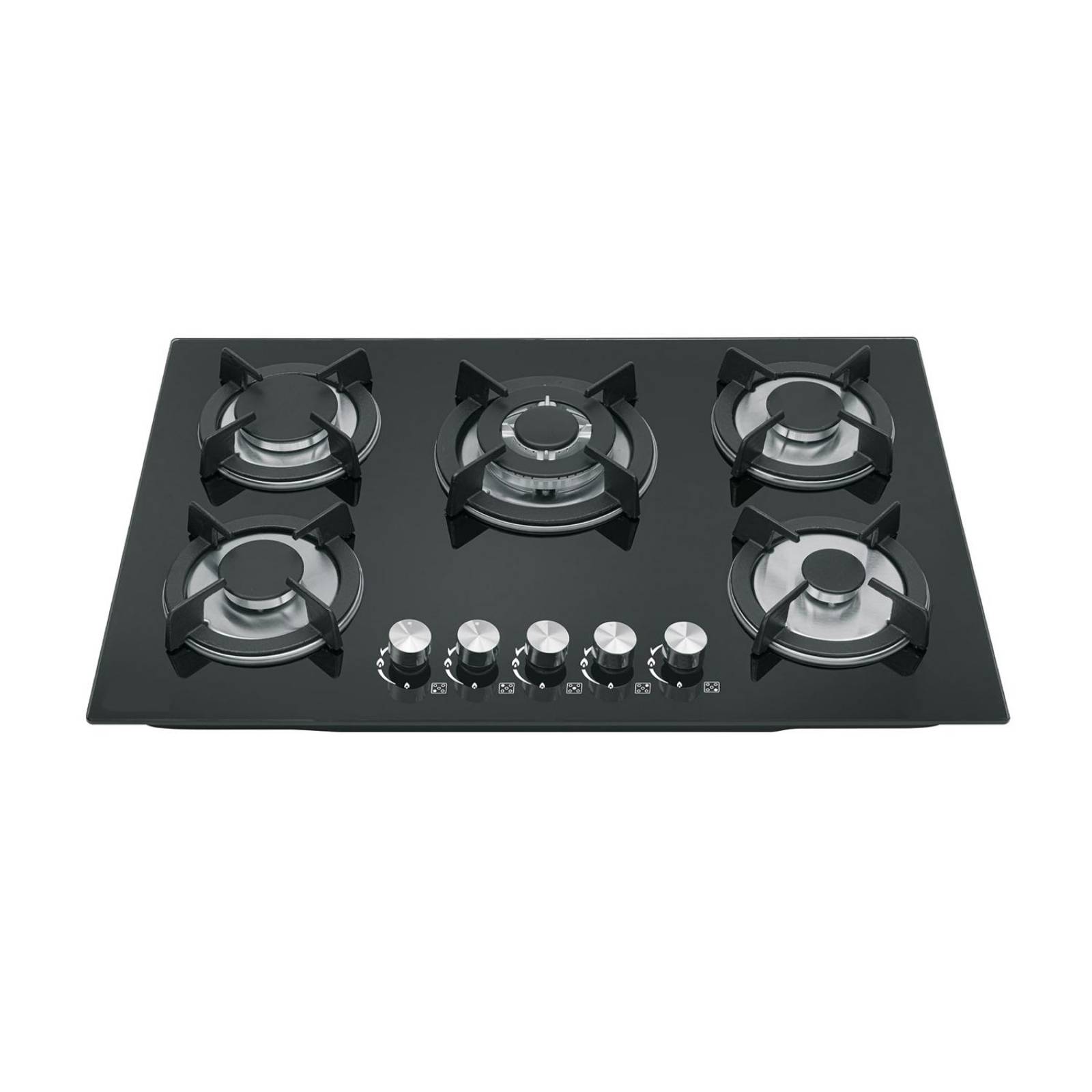 Parrilla Gas Vidrio Temp 5 Quemadores Hierro 127V Empotrable 