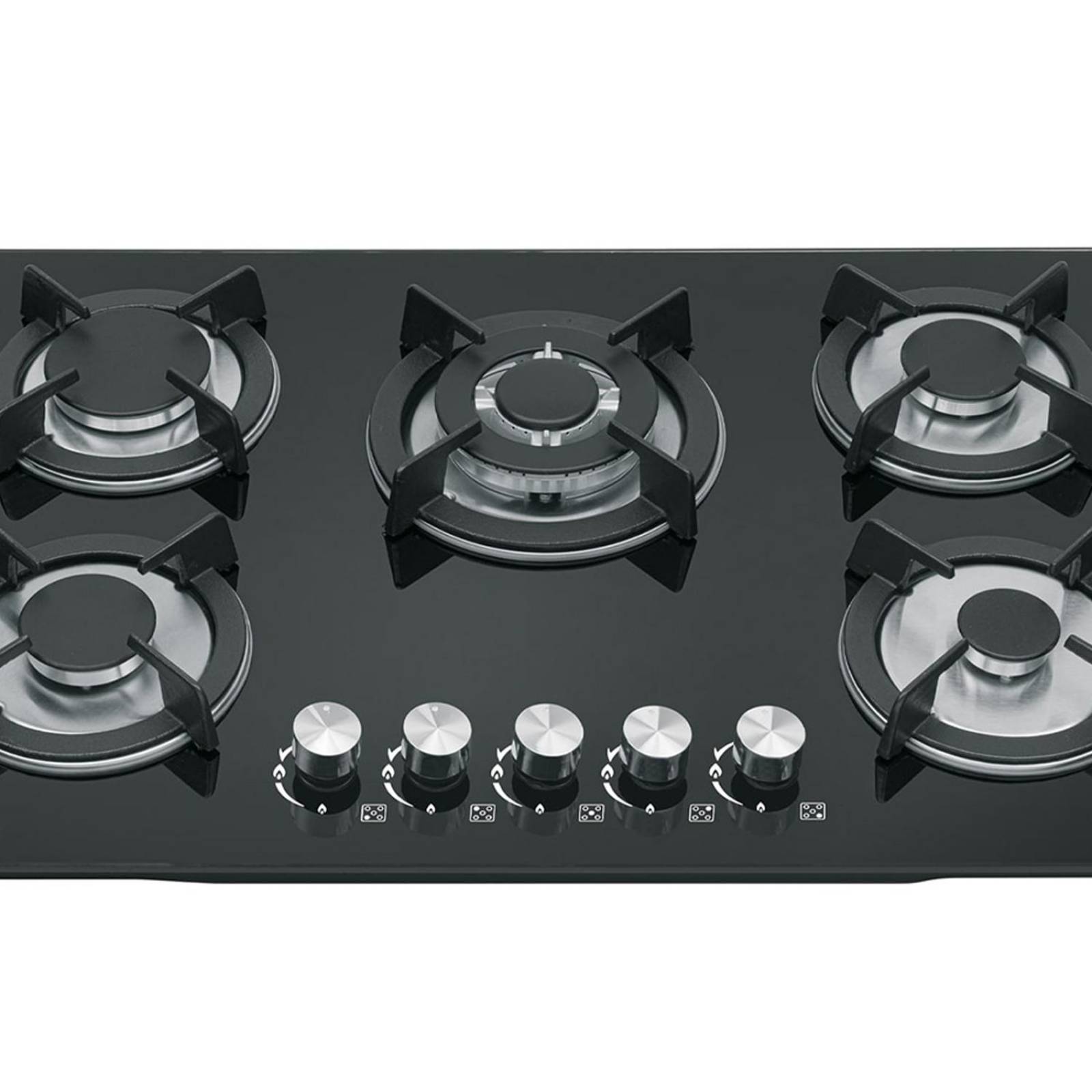 Parrilla Gas Vidrio Temp 5 Quemadores Hierro 127V Empotrable 