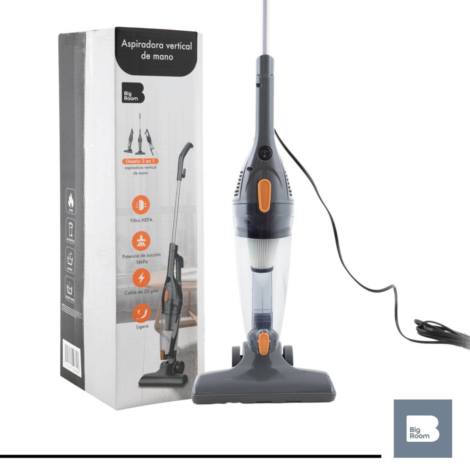 Aspiradora De Mano 3 En 1 Vertical Para Hogar Automovil Negro