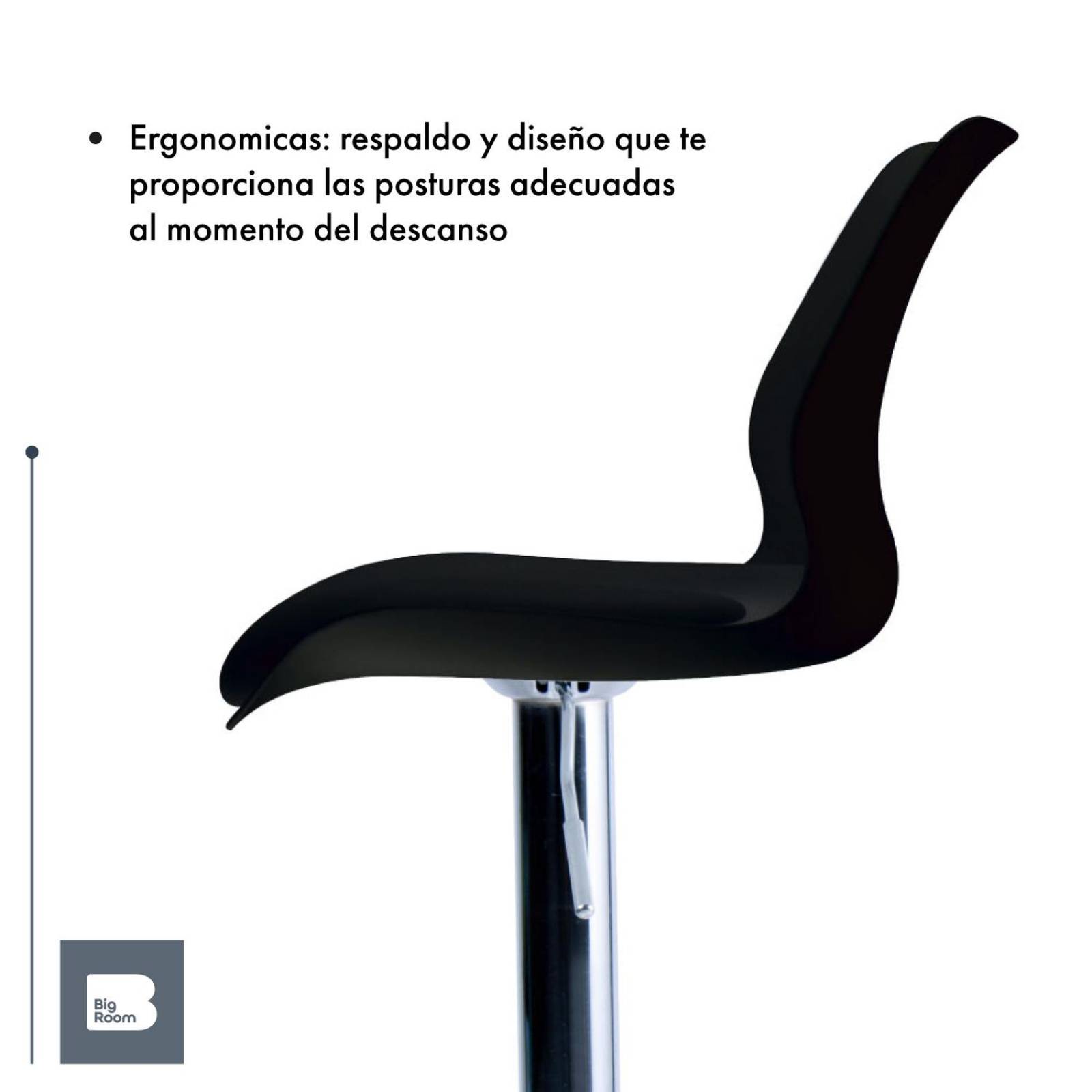 Set 4 Bancos Altos Barra Cocina Ajustable Respaldo Acolchado Negro