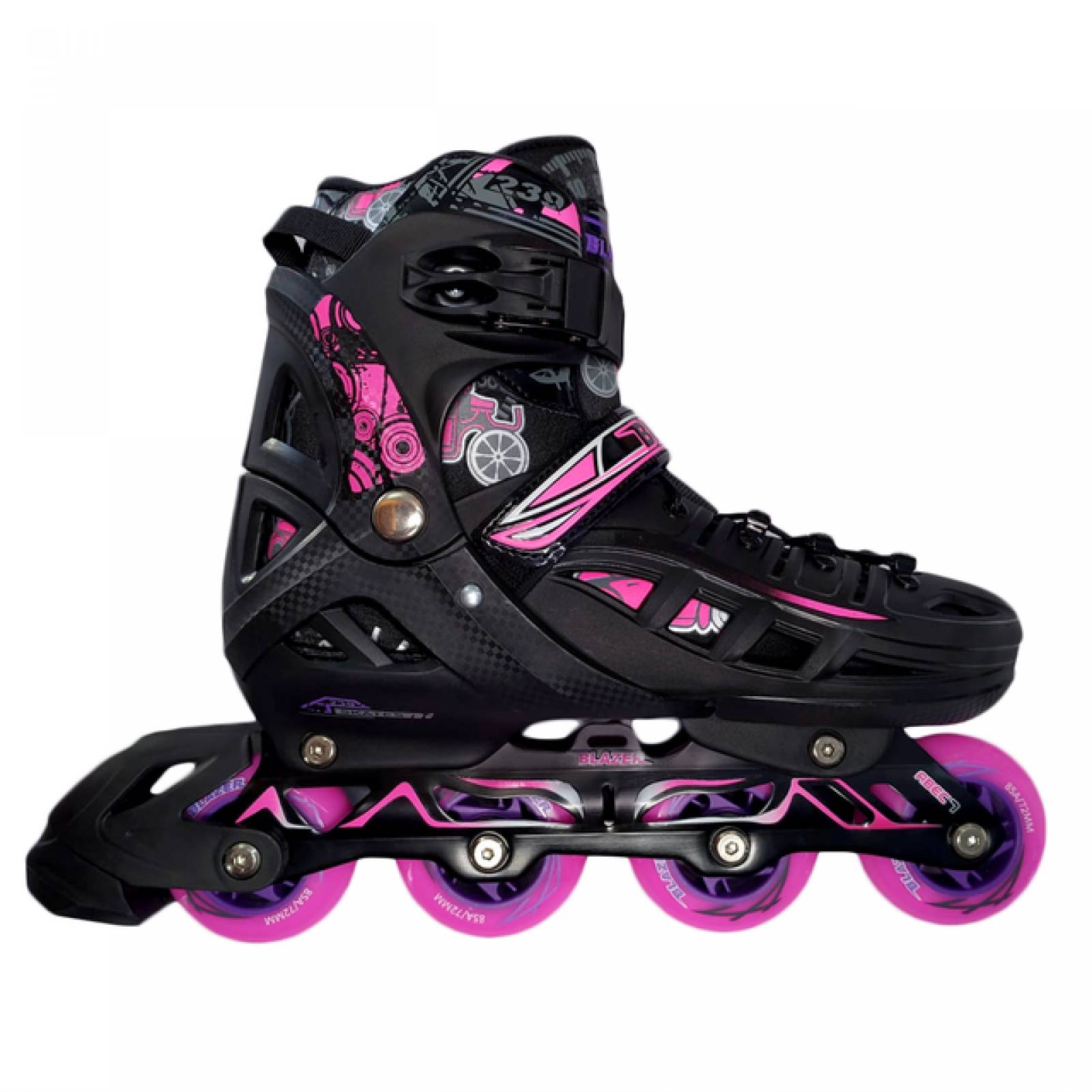 Patines Fitness Uso Urbano En Linea Ajustables Negro y Rosa