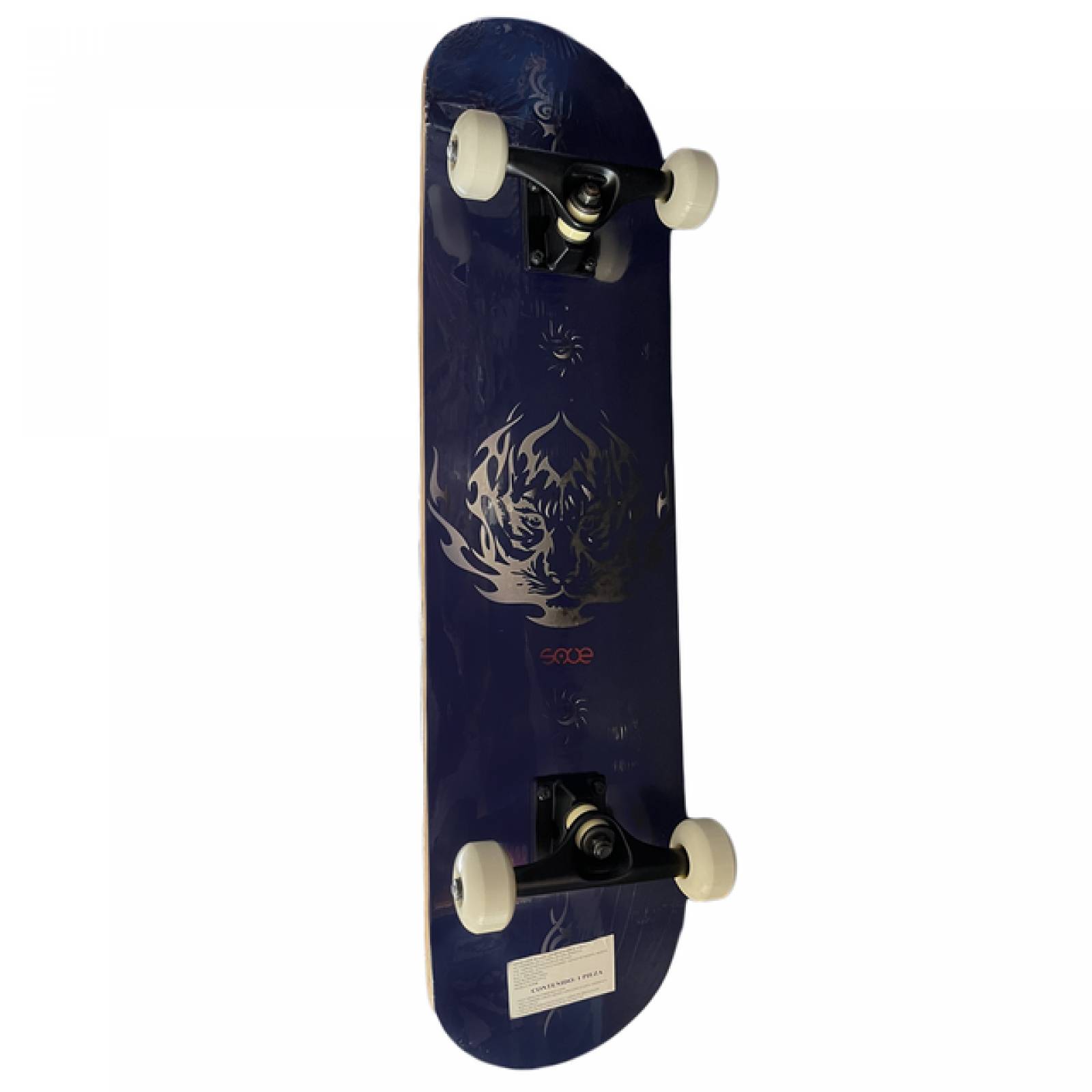 Patineta Skateboard Lija Antiderrapante con dibujo Negro