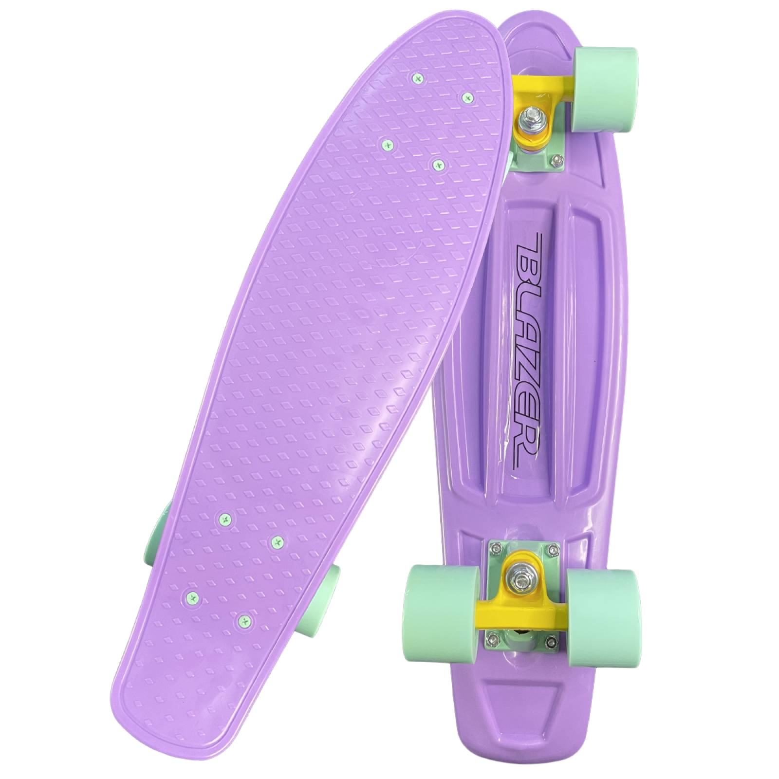 Pennyboard Patineta Cruiser Lila con Llantas Menta
