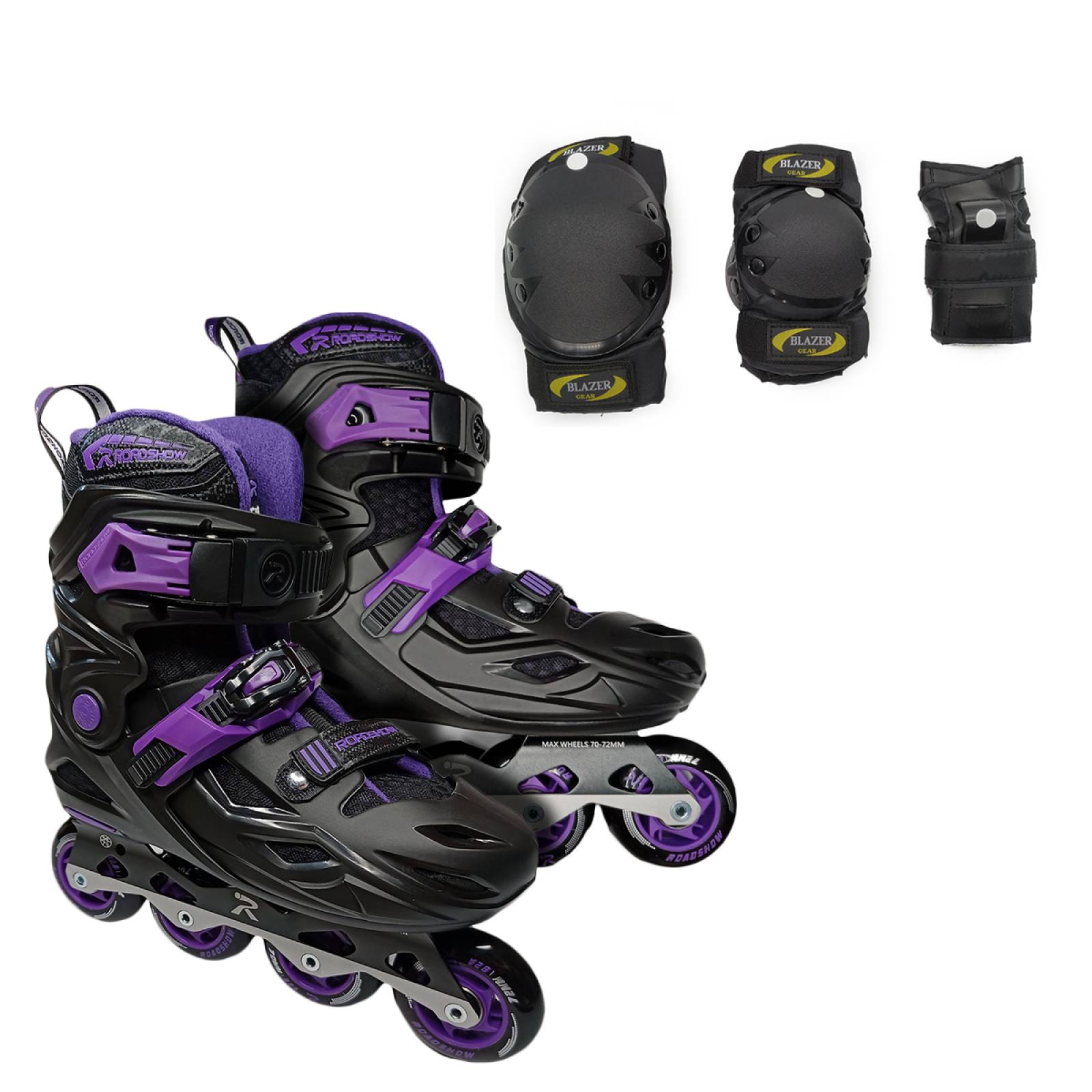 Patines con Protecciones Ajustables Linea Morado Bota Dura