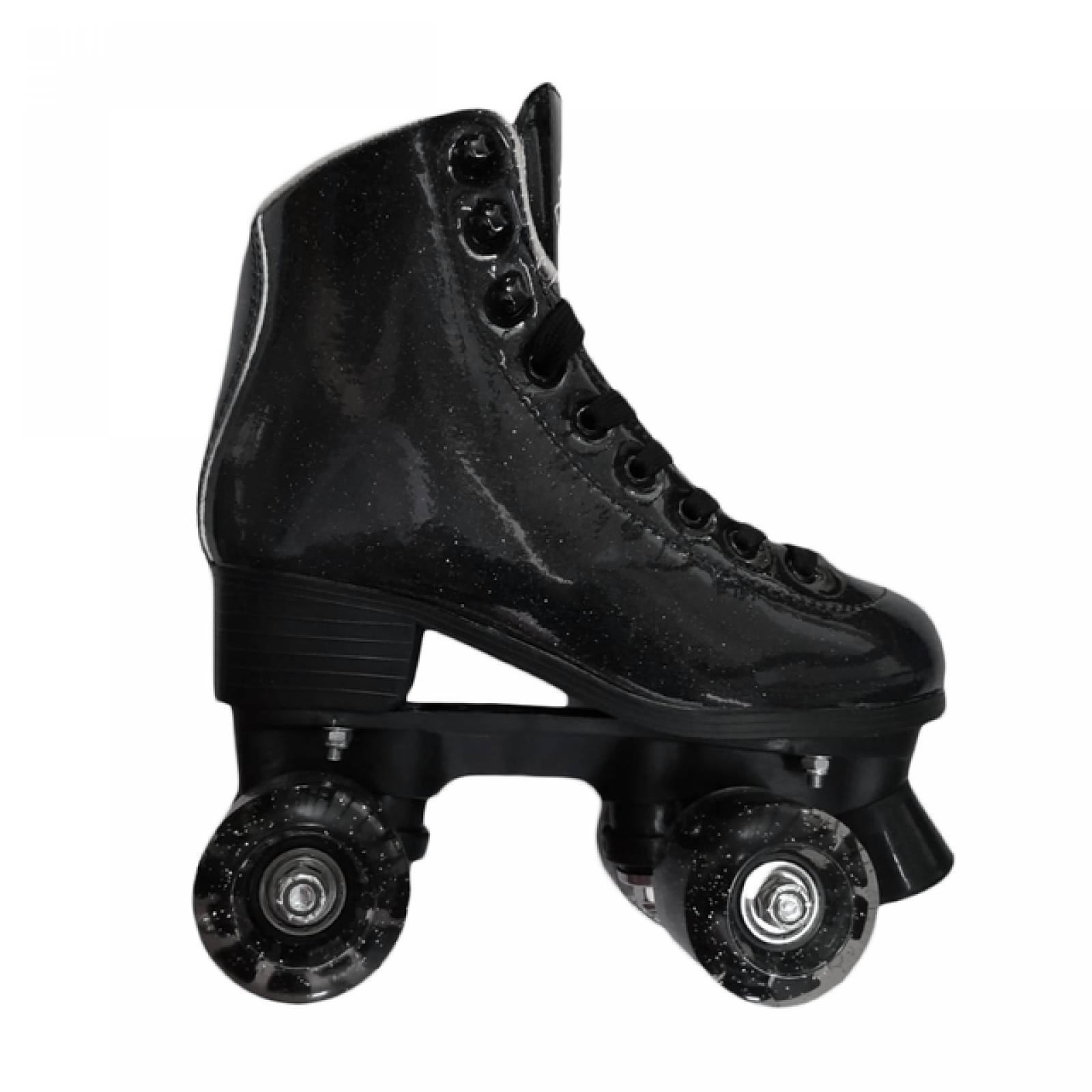 Patines Negro 4 Ruedas Llanta LED Diamantina infantil con Mochila