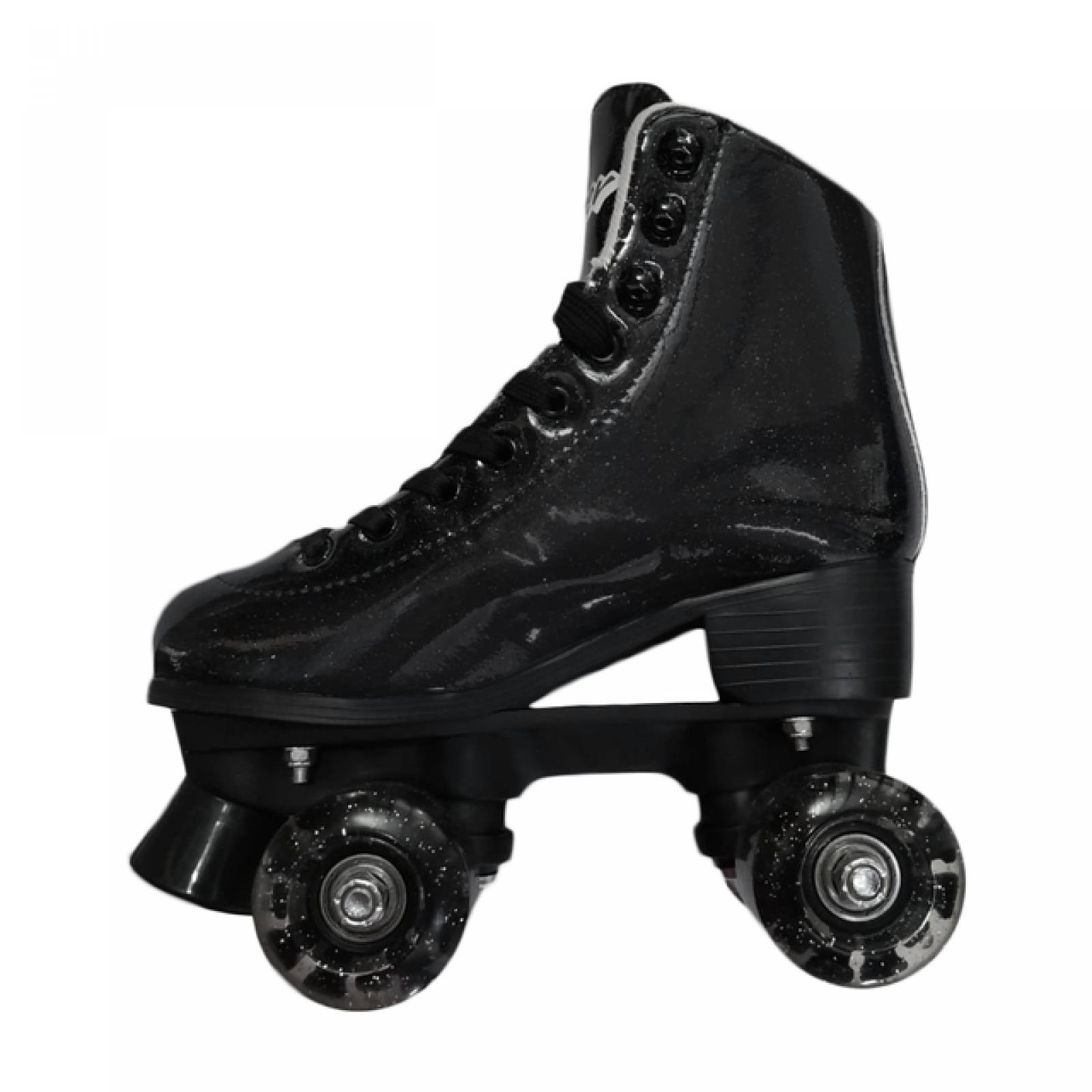 Patines Negro 4 Ruedas Llanta LED Diamantina infantil con Mochila