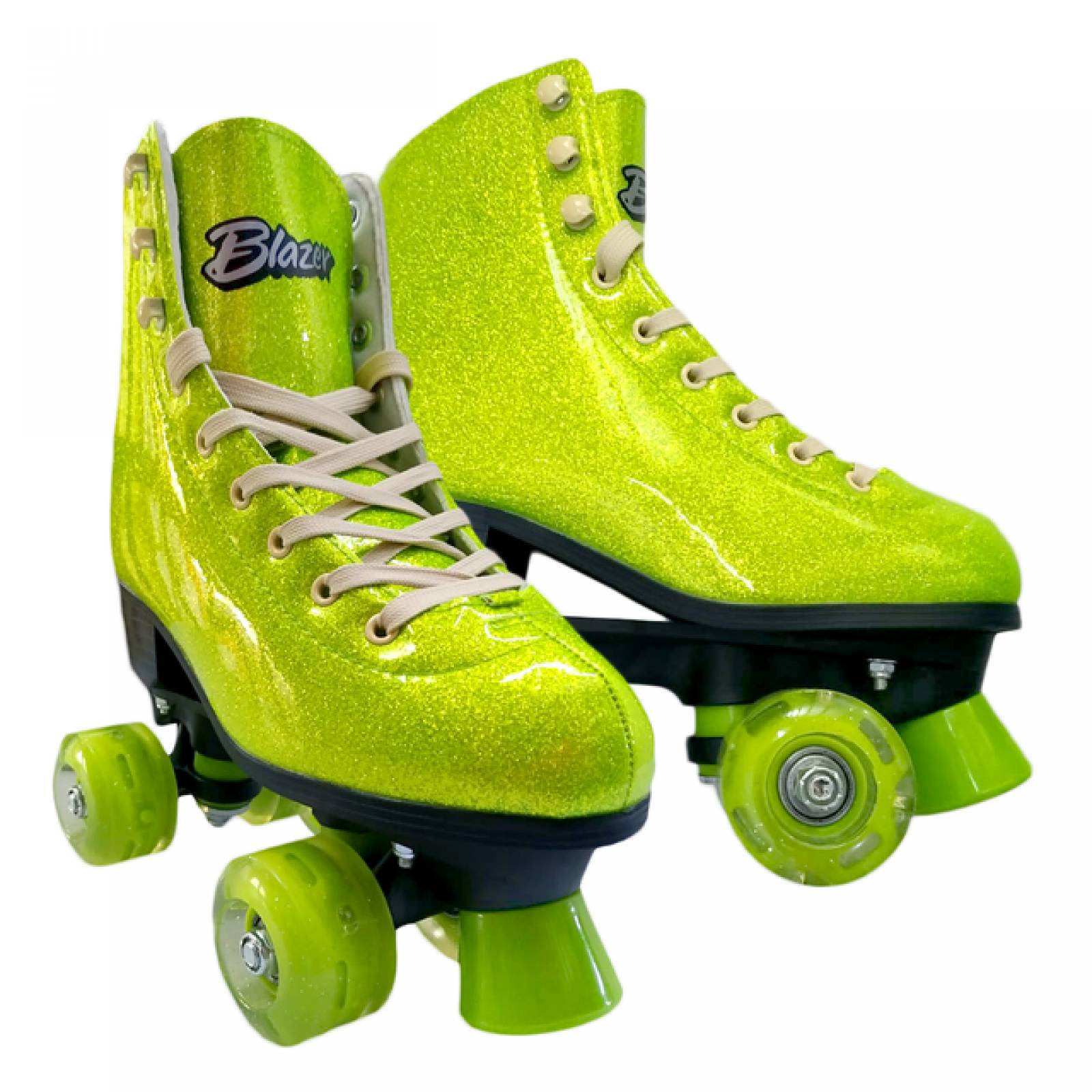 Patines Verde 4 Ruedas Llanta LED Diamantina infantil