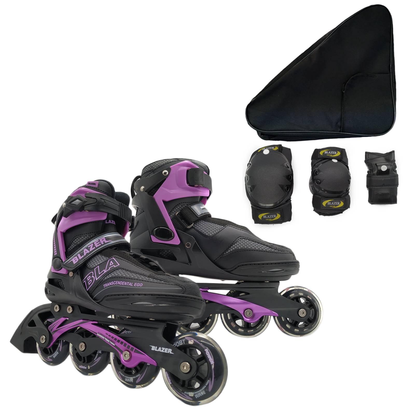 Patines Fitness Morado Profesionales Protecciones y Mochila