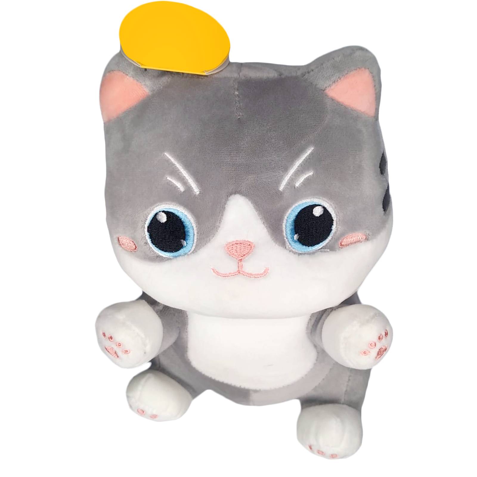 Peluche Gato Kawai Gris Suave Juguete Adorable Esponjoso