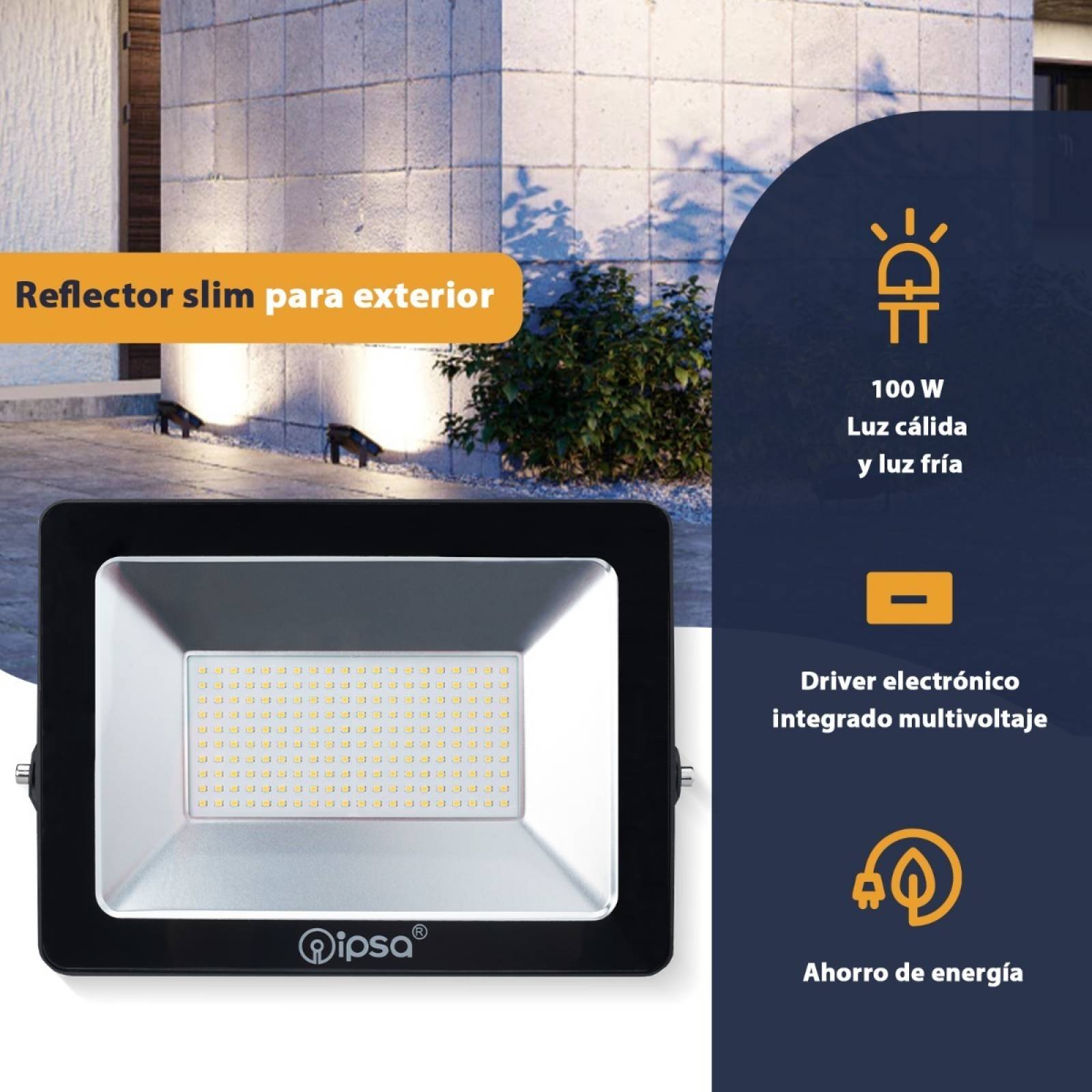 Pack 5 Pzas. Reflector 100 Watts Luz Calida y Blanca Ipsa