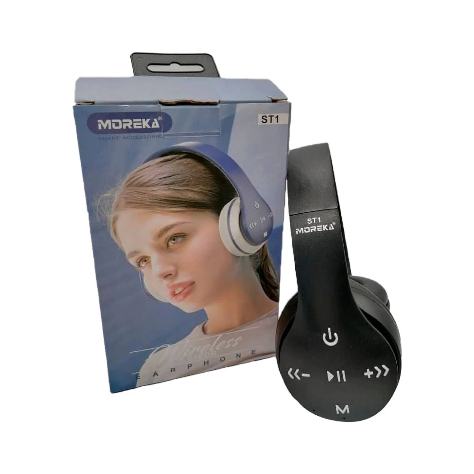 Audifonos Moreka ST-1, Inalámbricos, Diadema, Bluetooth,  Micro SD