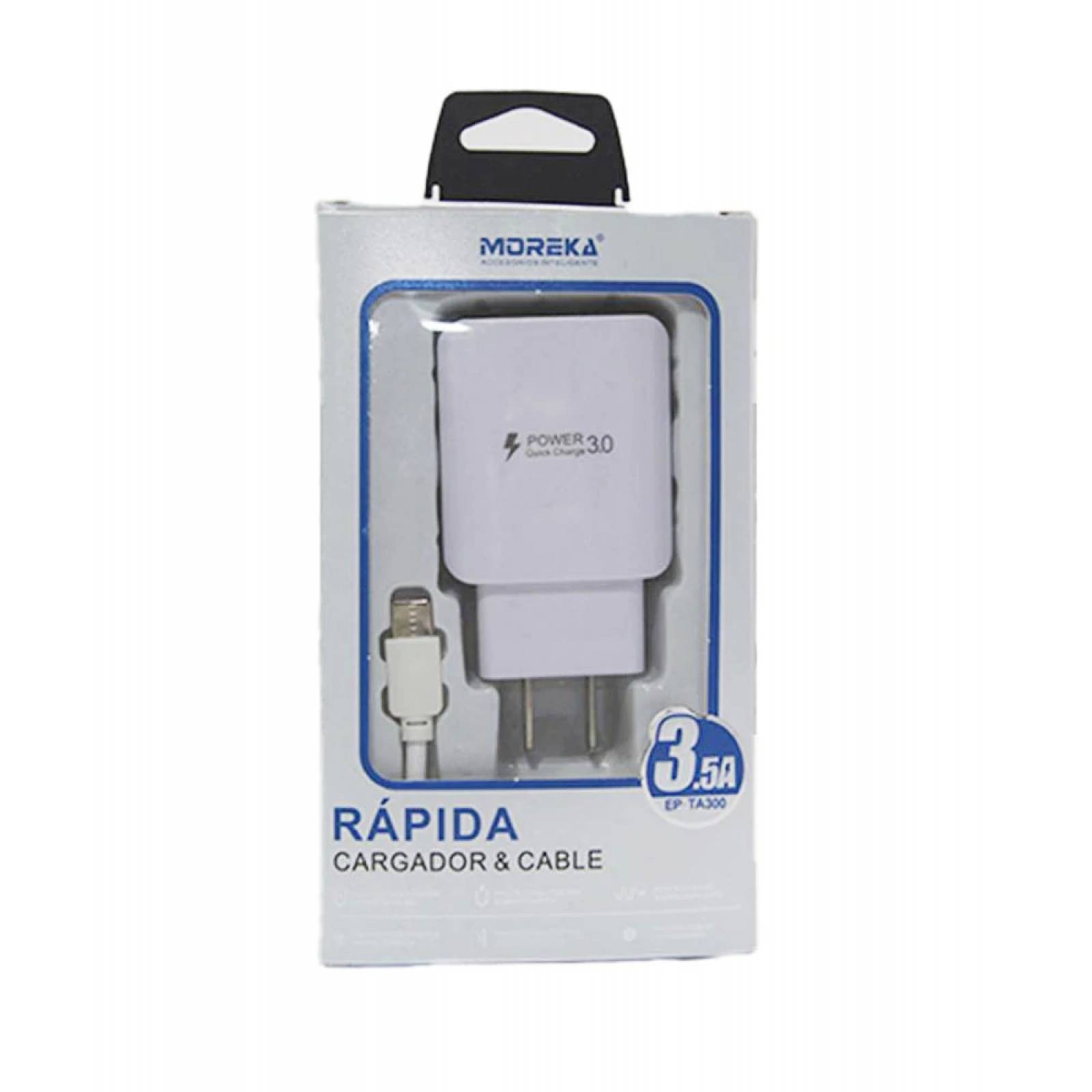Cargador Moreka EP-TA300,  3.5 A, Cable Tipo C.