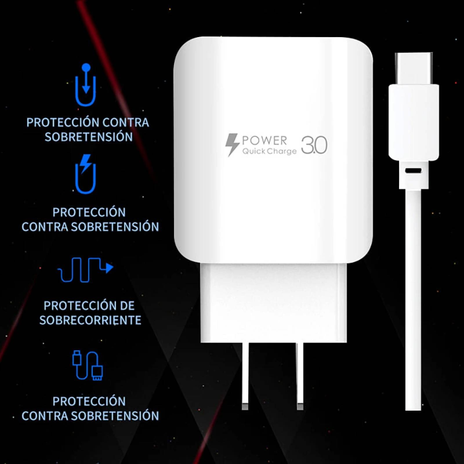Cargador Moreka EP-TA300,  3.5 A, Cable Tipo C.