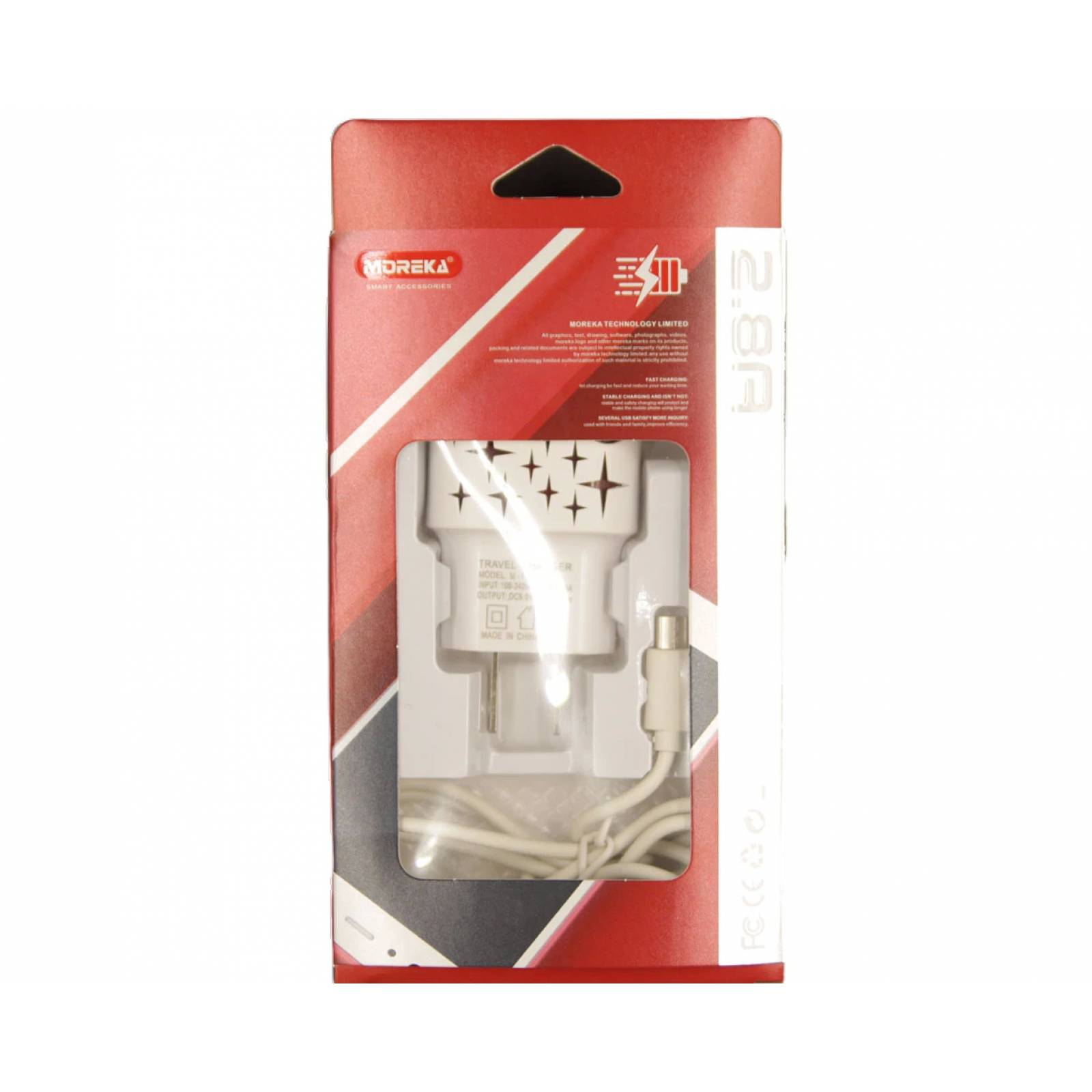 Cargador LED Moreka M-111,  2.8 A, Cable Adherido Tipo V8.