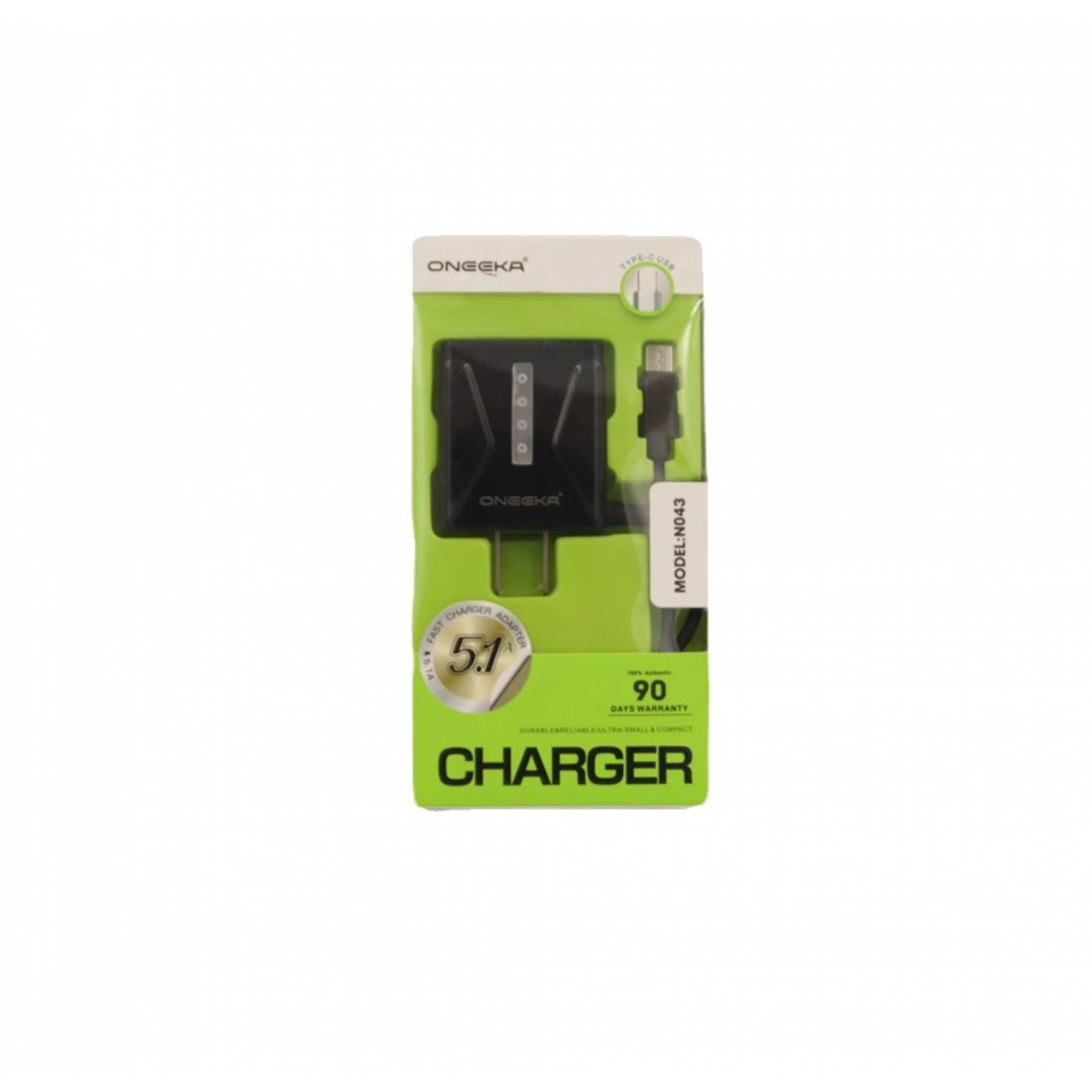 Cargador Oneeka N043, 5.1 A, 2 entradas USB, Cable Tipo V8