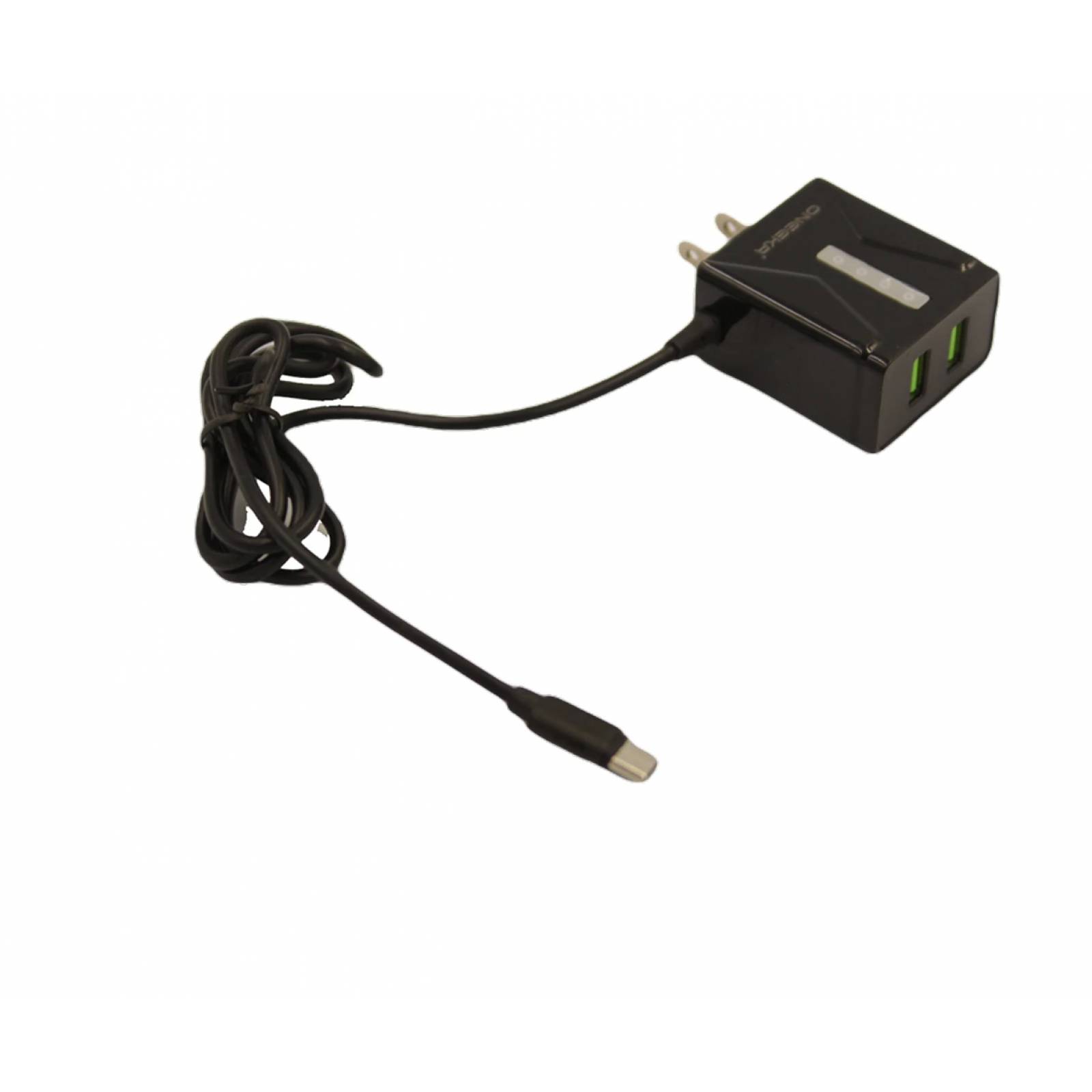 Cargador Oneeka N043, 5.1 A, 2 entradas USB, Cable Tipo V8
