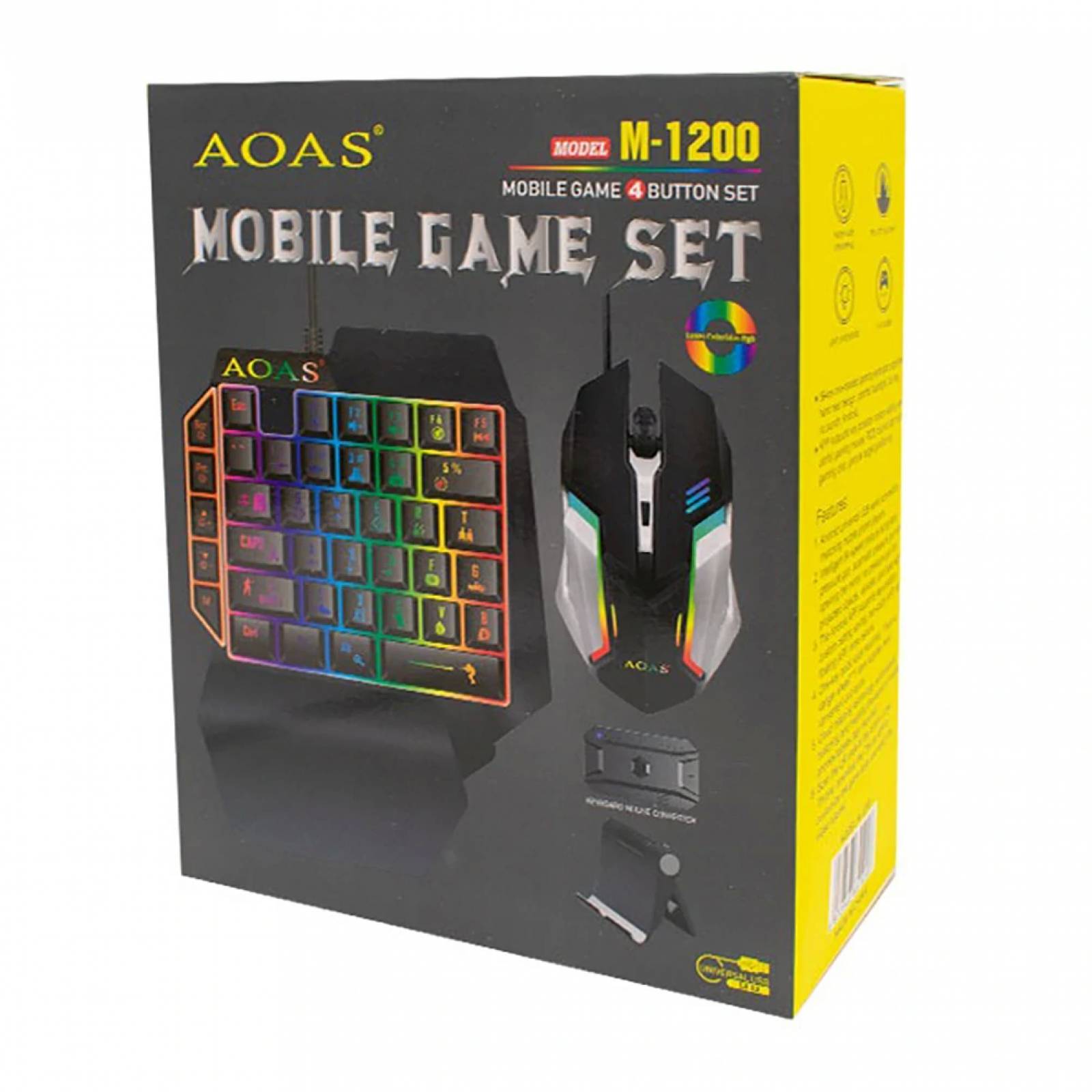 Kit Teclado Raton Gamer para celular, Buytiti M-1200, LED