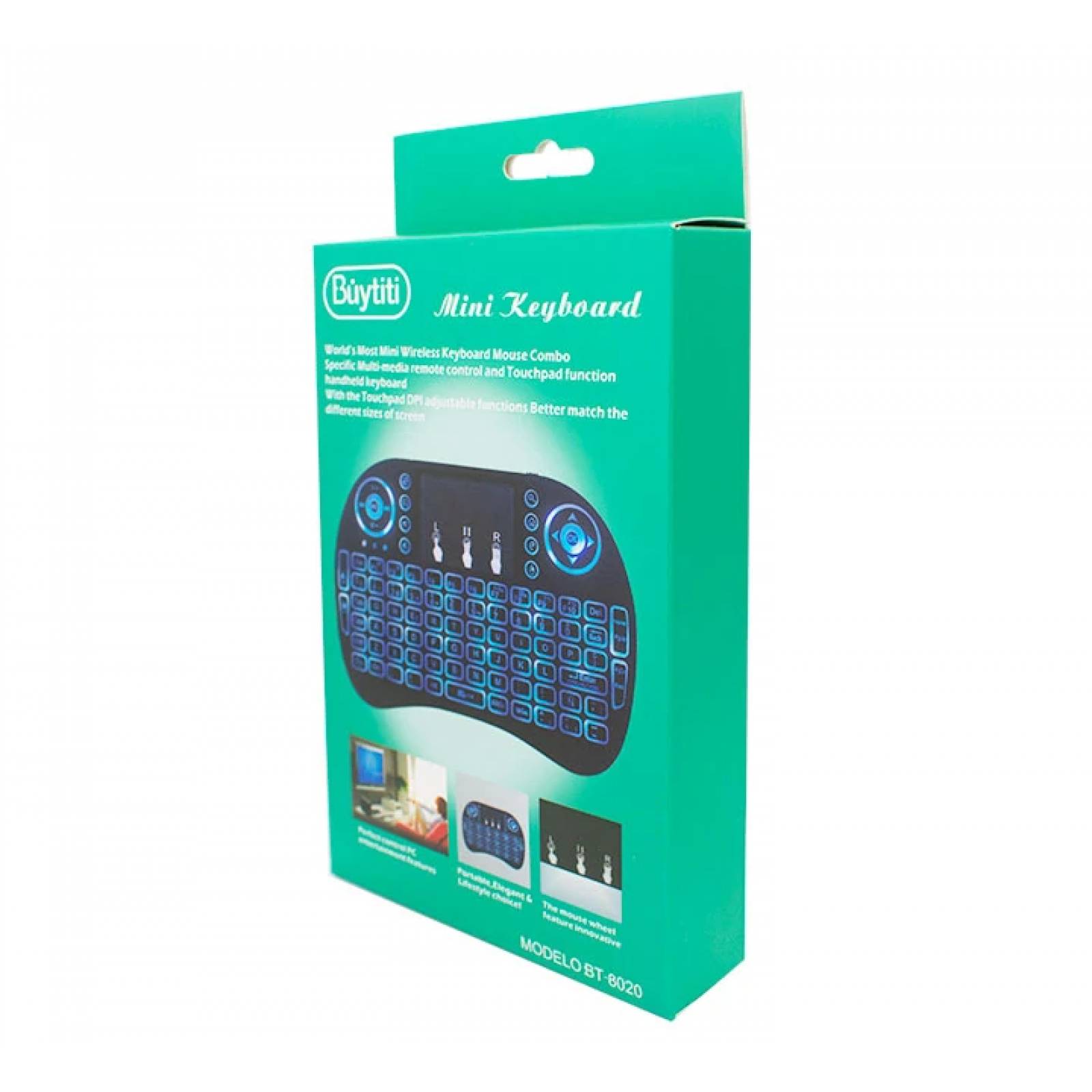 Mini Teclado, Buytiti WB-8020, Bluetooth, Touchpad, LED