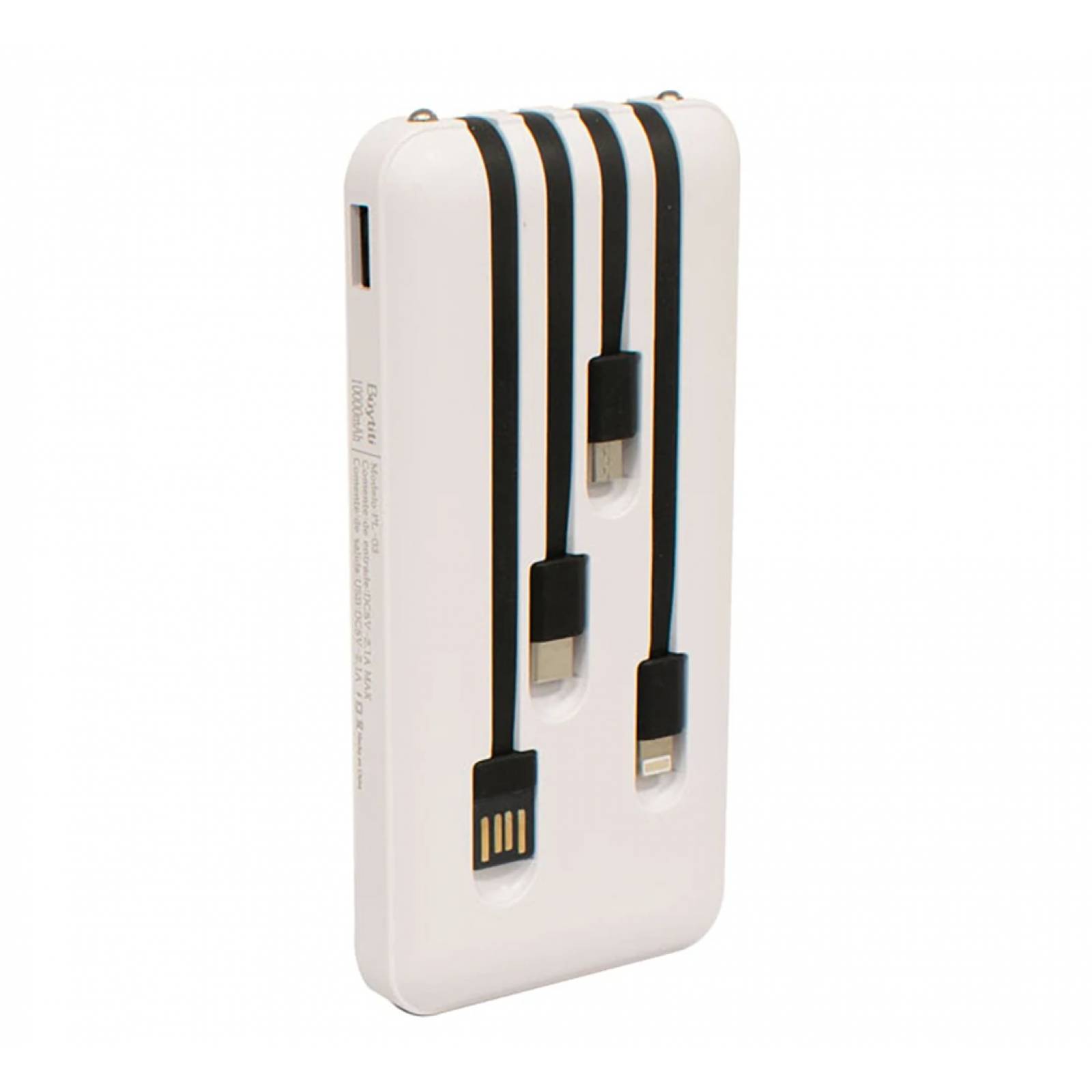 Powerbank 3 en 1 Buytiti PL-03, 10000 mAh, Cable V8, C & Lightning.