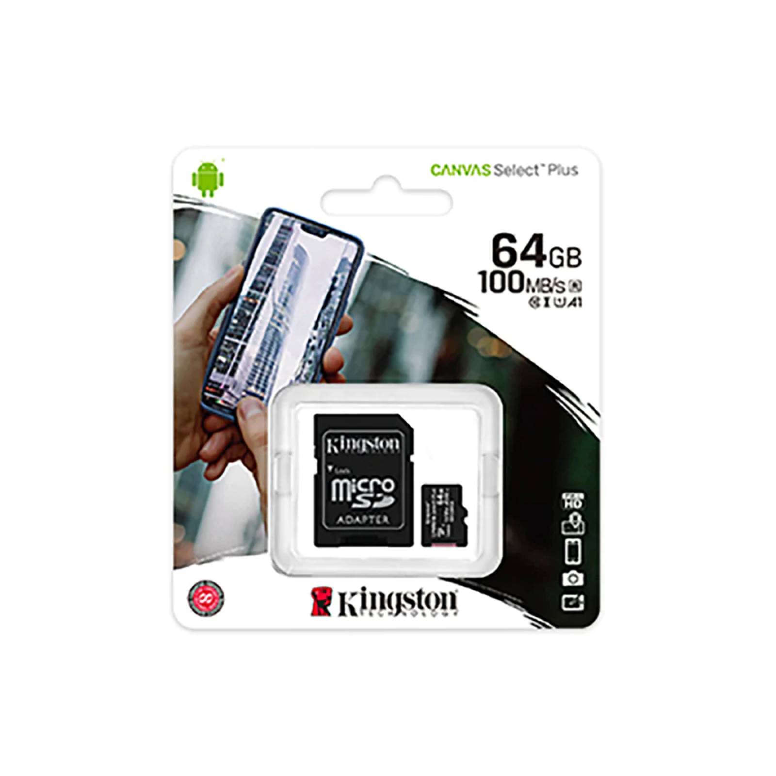 Memoria Kingston Micro SD Canvas Select Plus 64GB UHS-I Clase 10 C/Adaptador