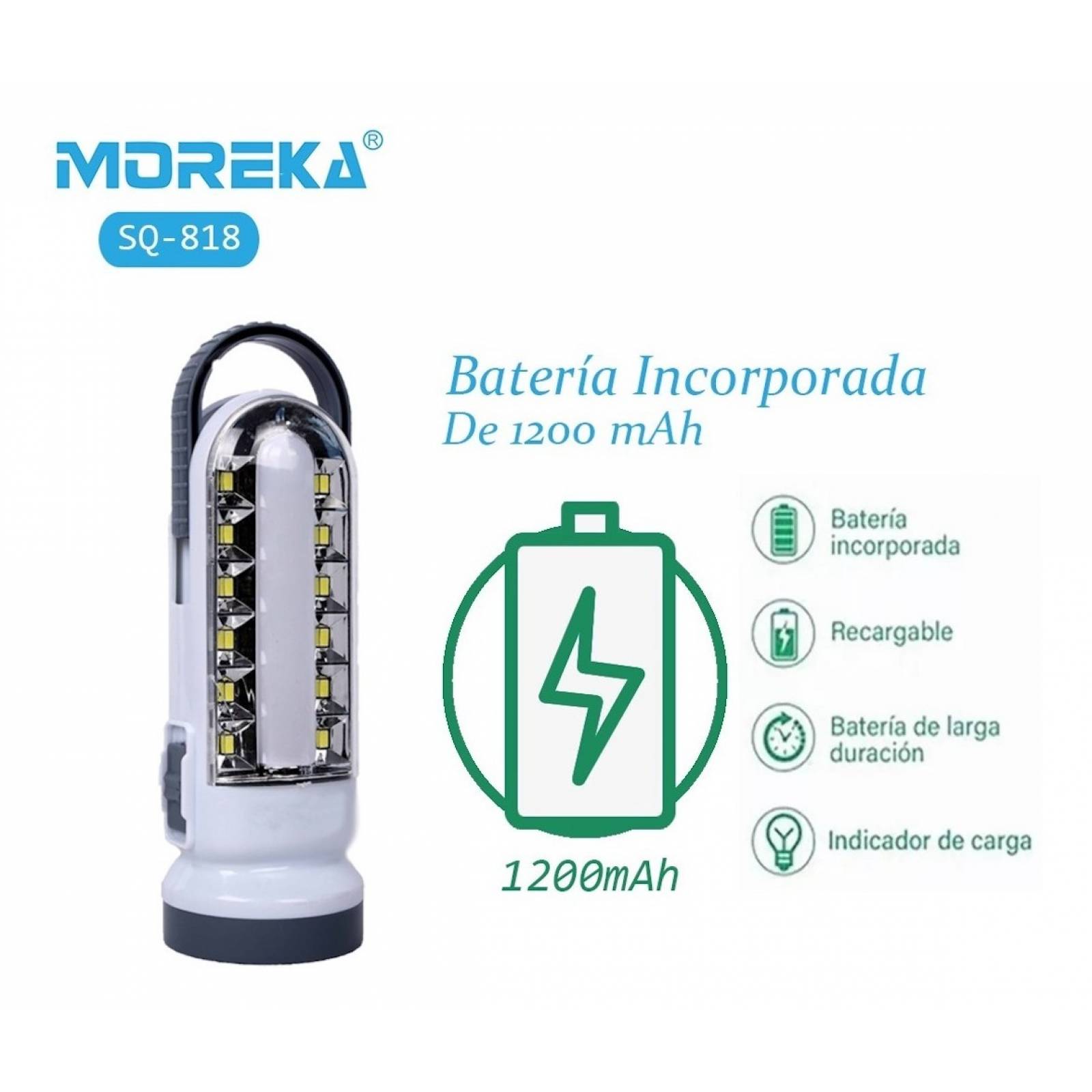 Lámpara Emergencia Moreka SQ818, 5W, 8Hrs. 30 LEDS Recargable