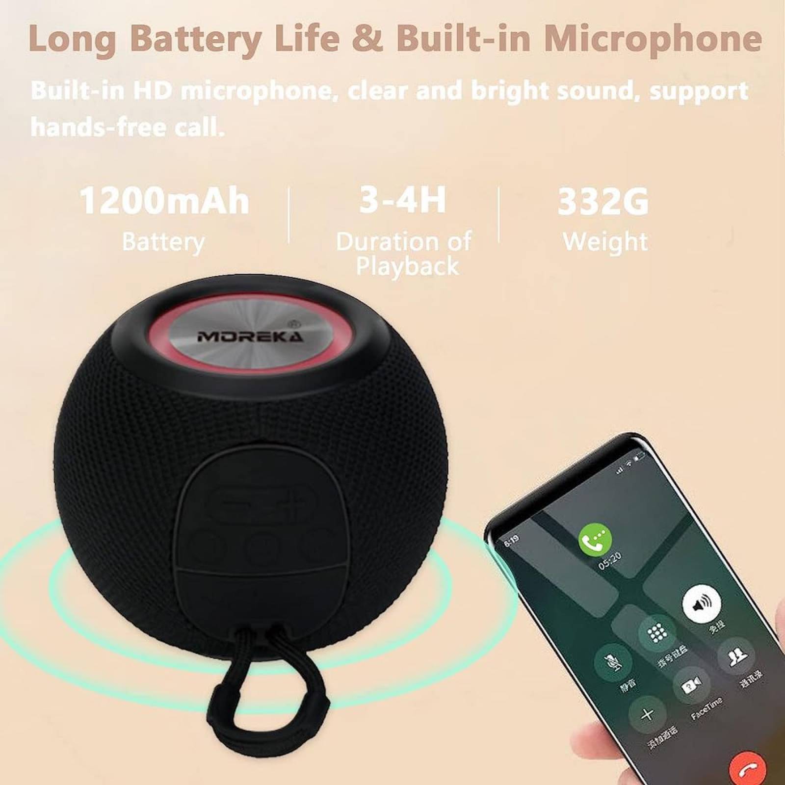 Bocina  Moreka M-337, Bluetooth, TF Card, Radio FM, USB