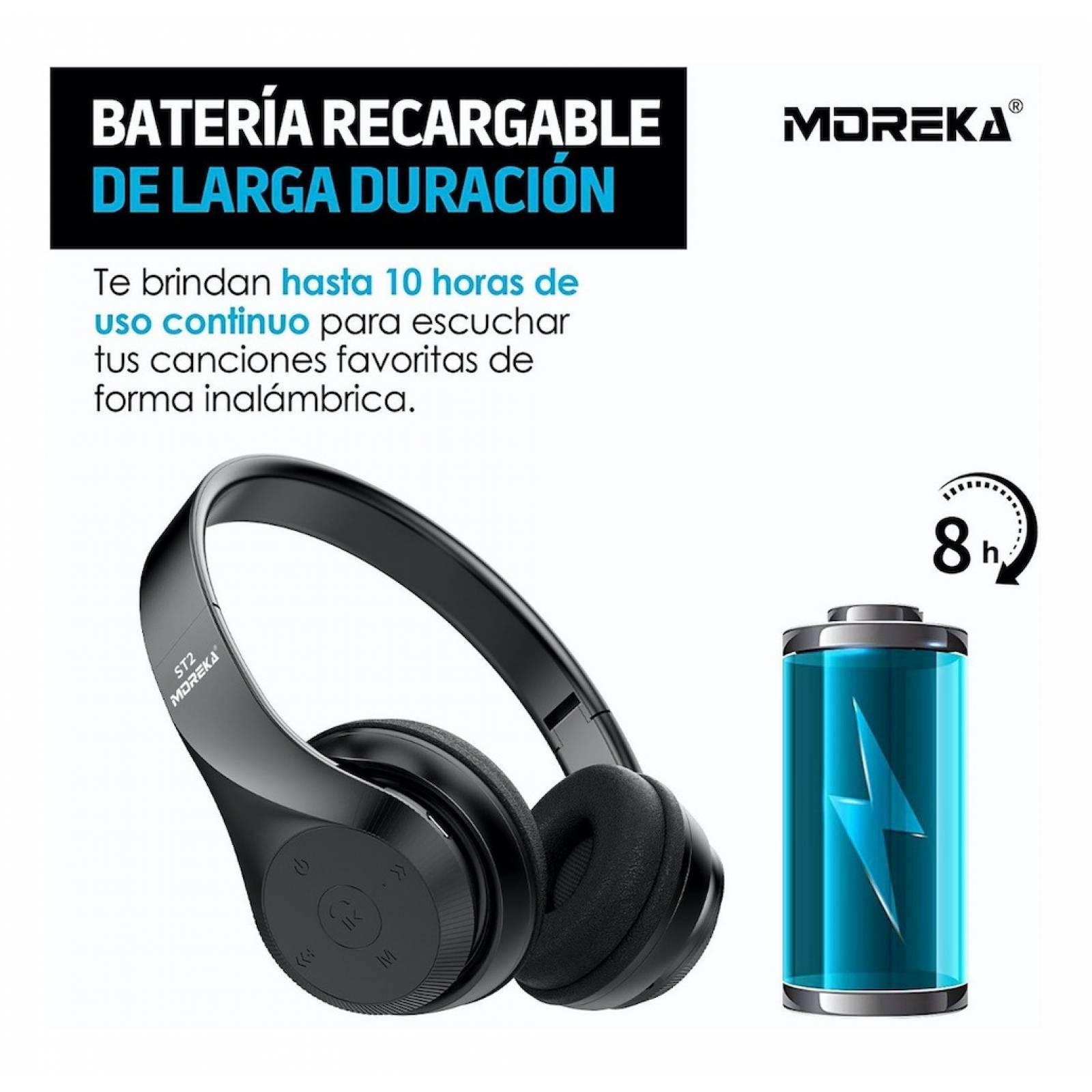Audífonos Moreka St2 Inalámbricos  Diadema Bluetooth