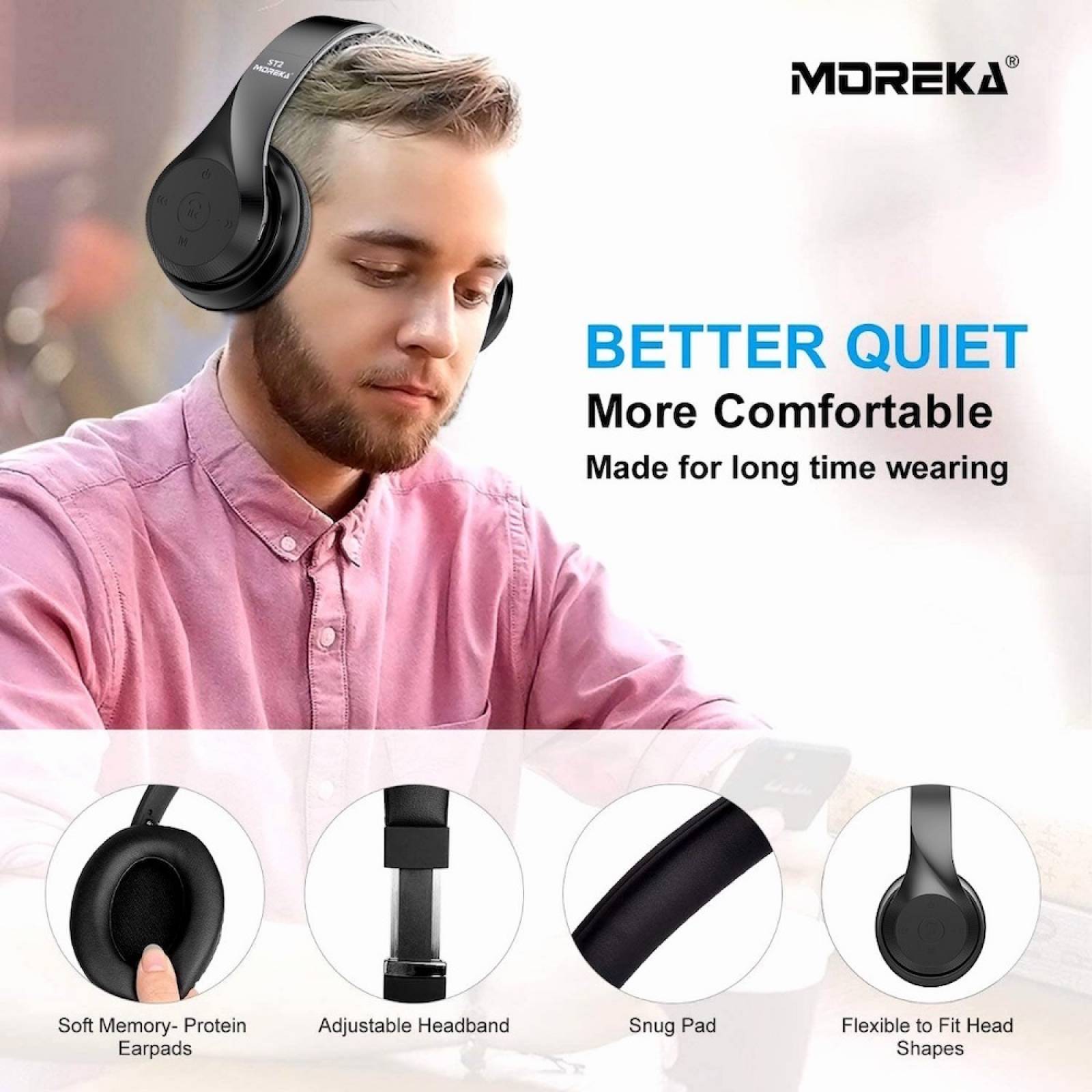 Audífonos Moreka St2 Inalámbricos  Diadema Bluetooth