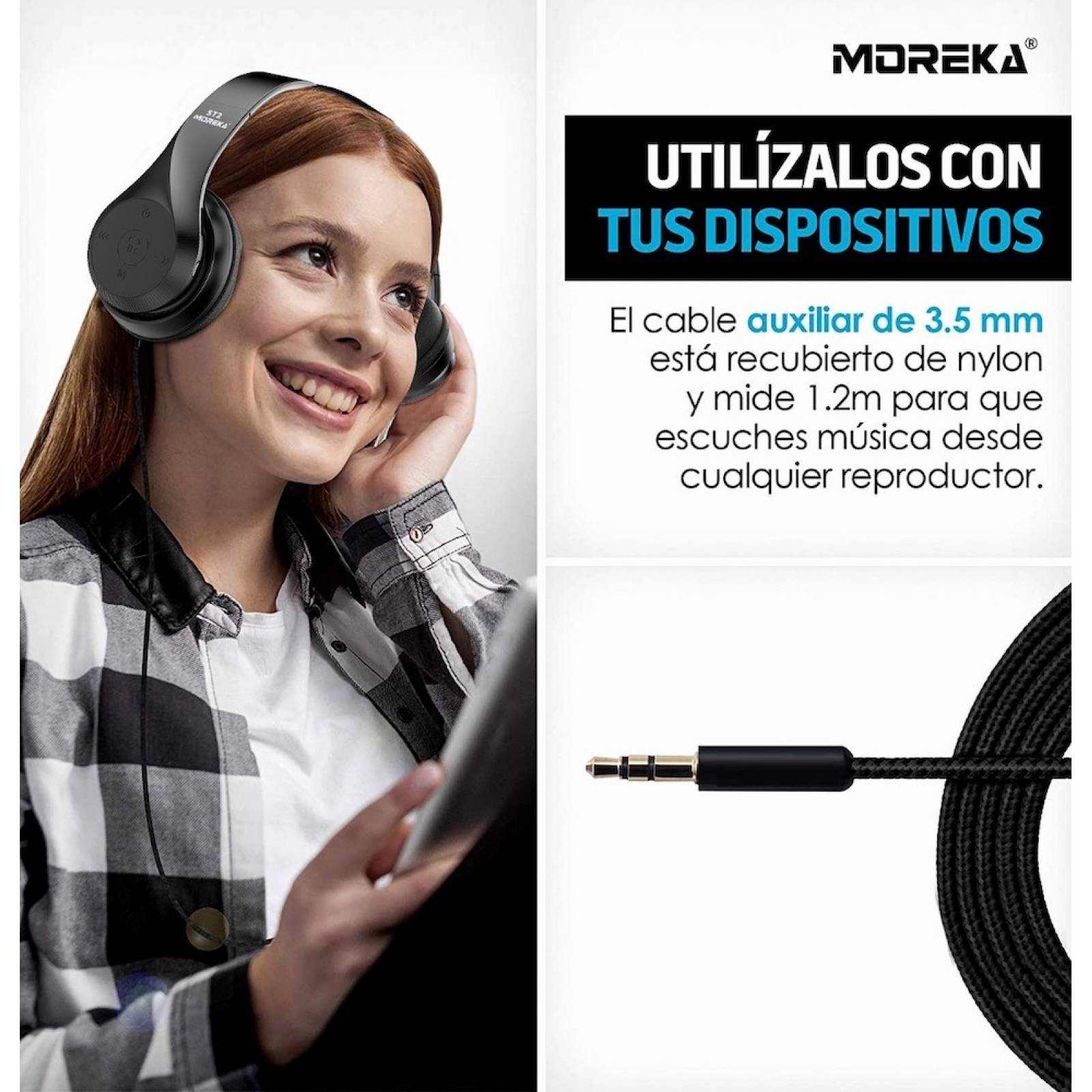 Audífonos Moreka St2 Inalámbricos  Diadema Bluetooth