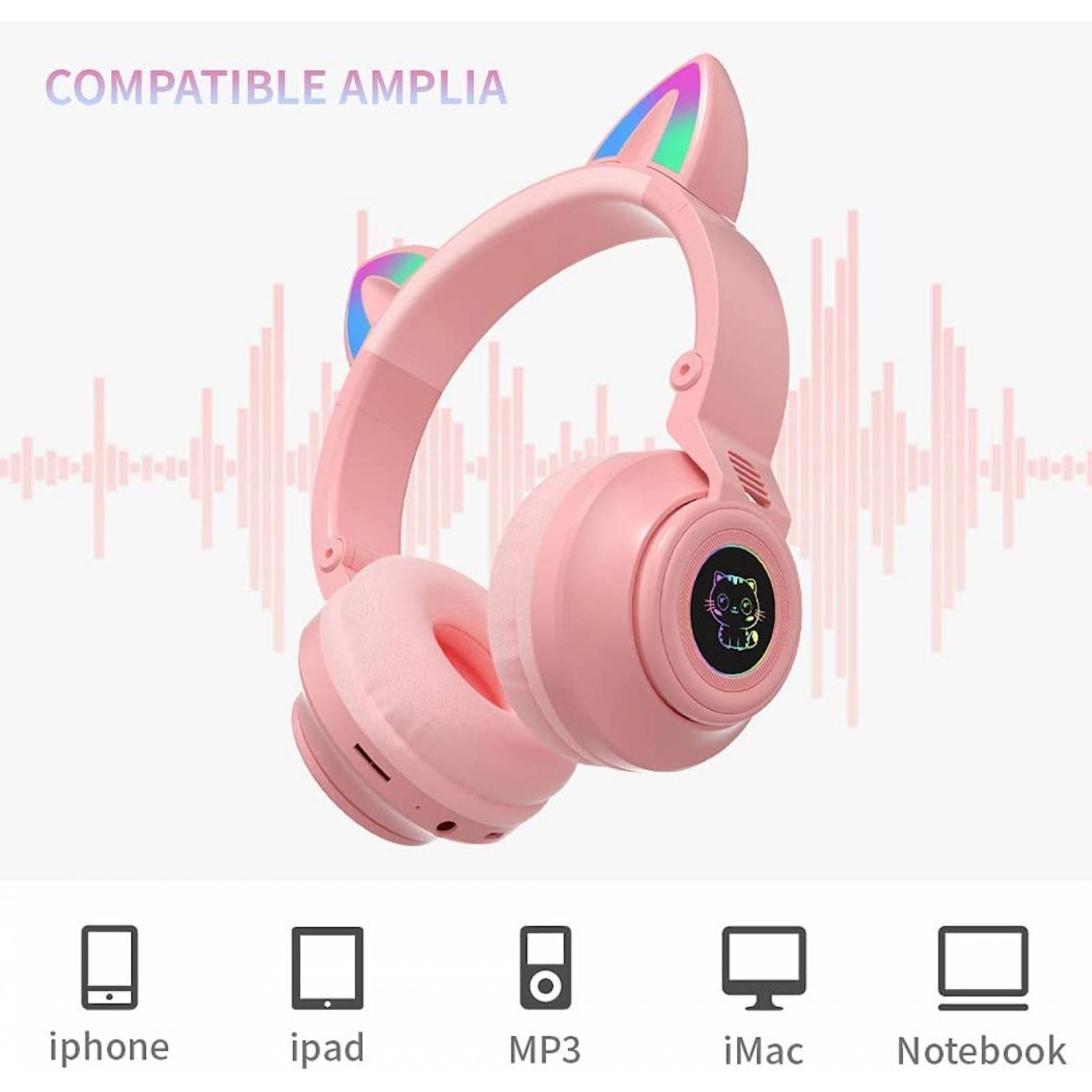 Audífonos Diadema Gato Bluetooth   BG-115 Inalámbrico Plegable