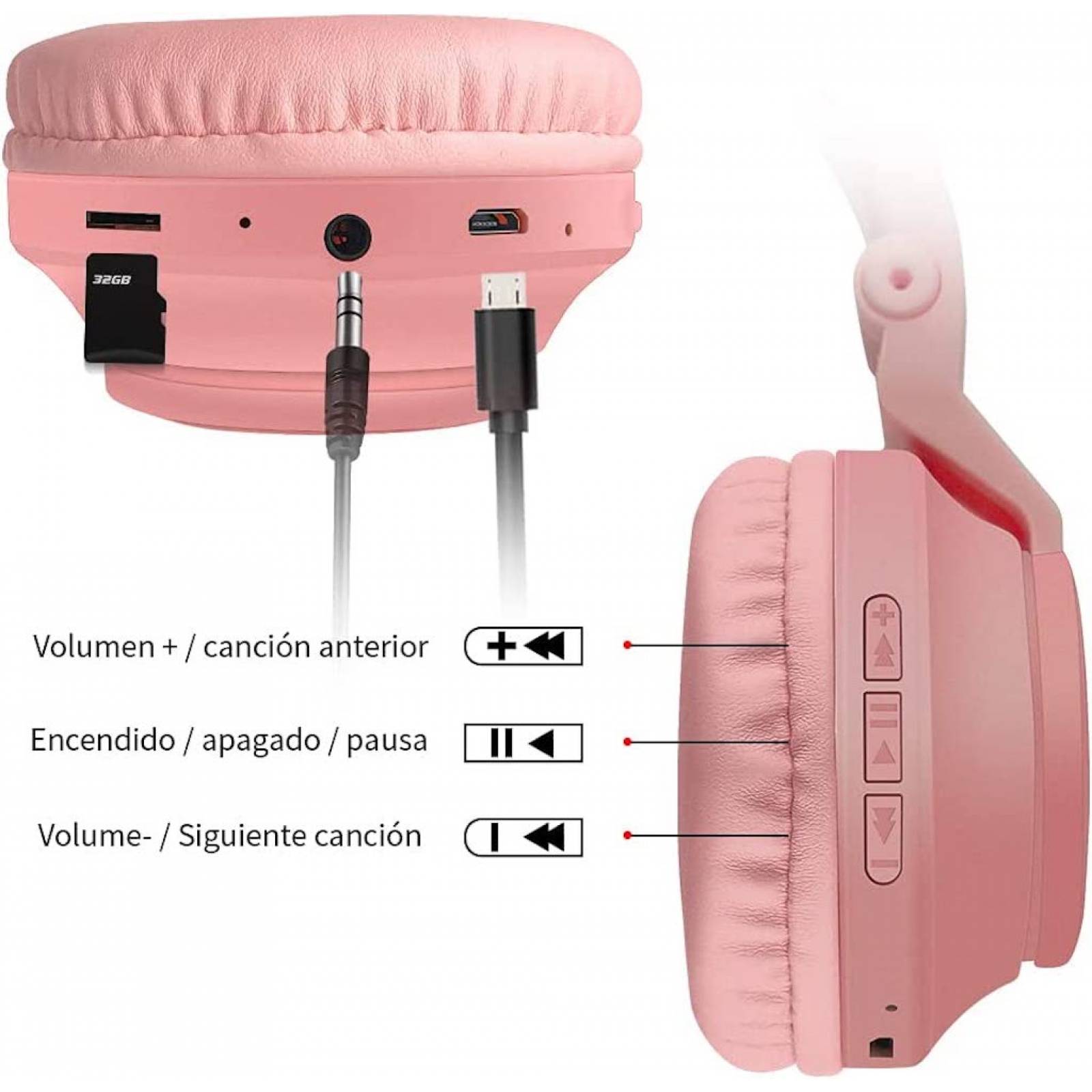 Audífonos Diadema Gato Bluetooth   BG-115 Inalámbrico Plegable