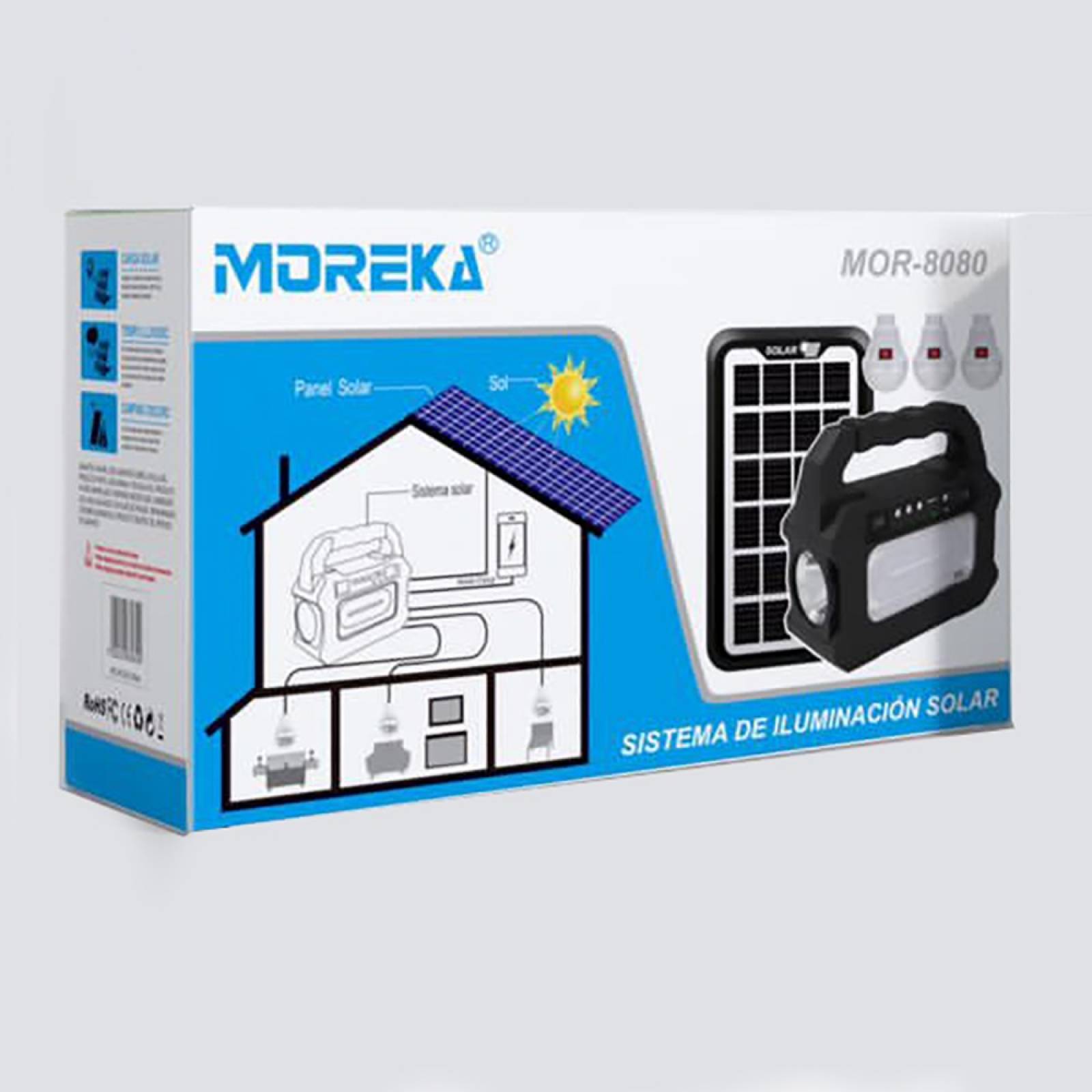 Mini Sistema Solar 3 Focos Linterna Power Bank MOR-8080