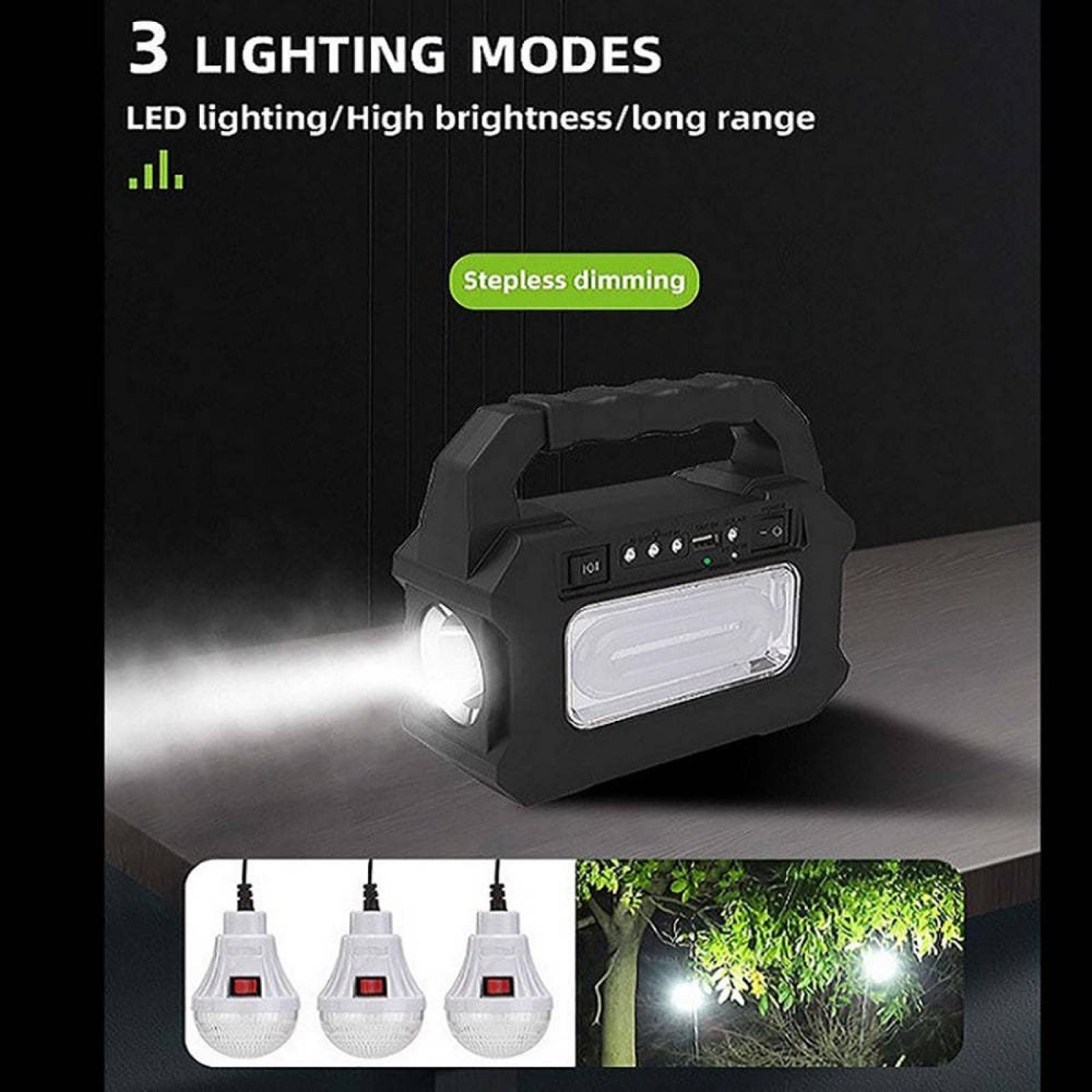 Mini Sistema Solar 3 Focos Linterna Power Bank MOR-8080