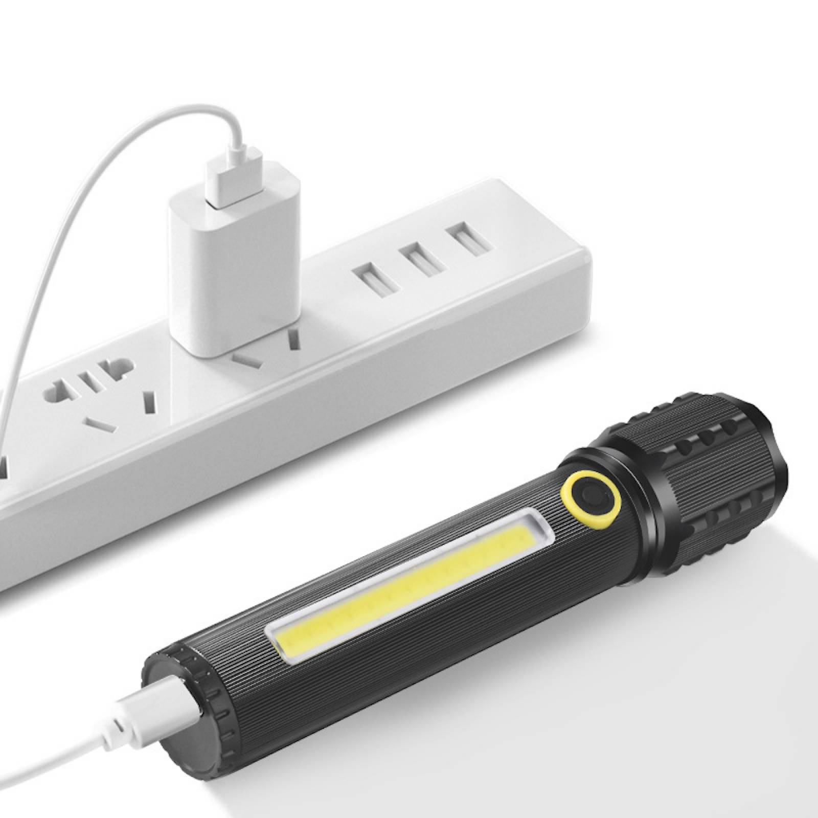 Lámpara linterna pequeña moreka recargable usb tipo táctica con