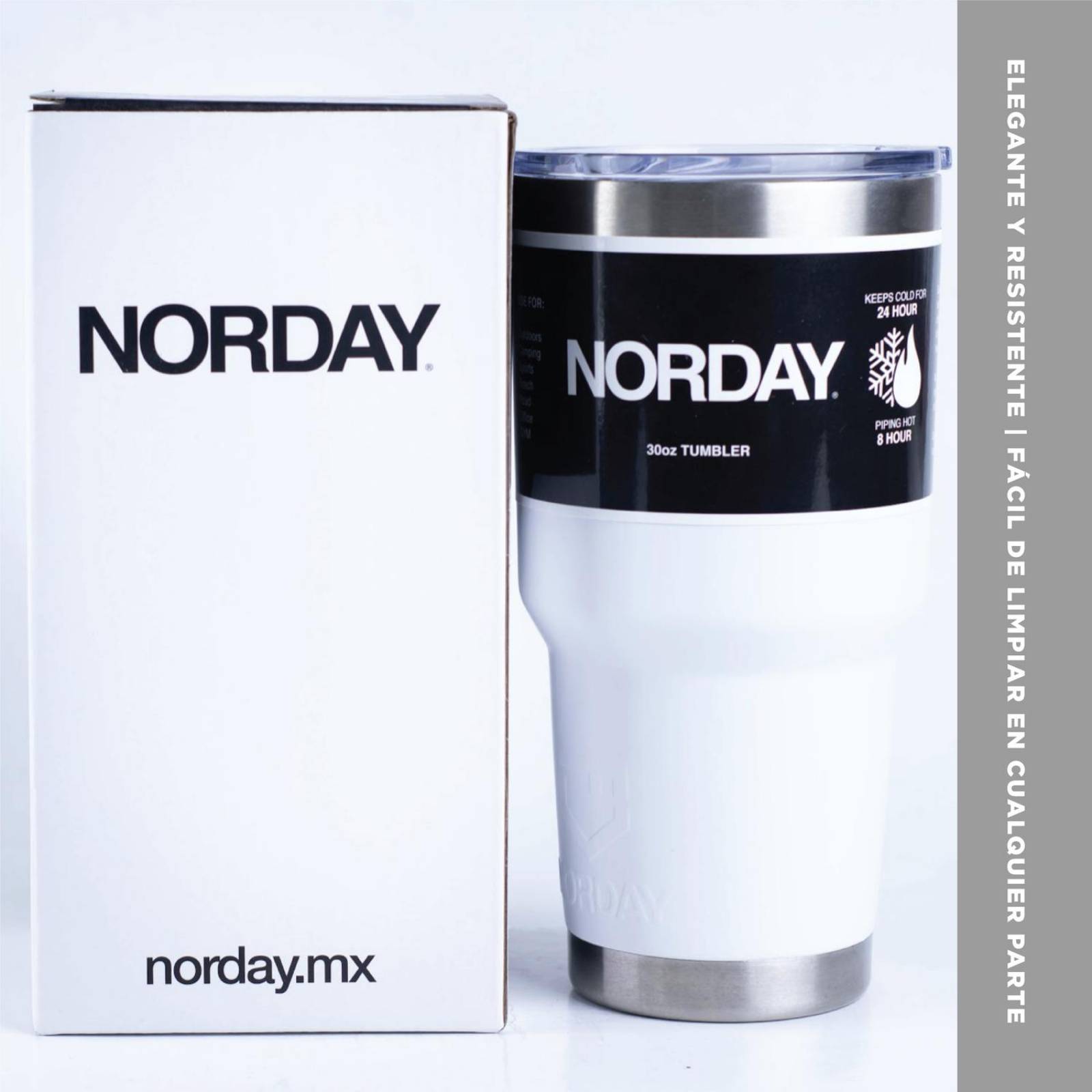 Vasos de Acero Inoxidable - Termo Tumbler 30 Oz | Mantiene Temp 8 a 24hs| Super resistente. 30oz - 900ml Blanco