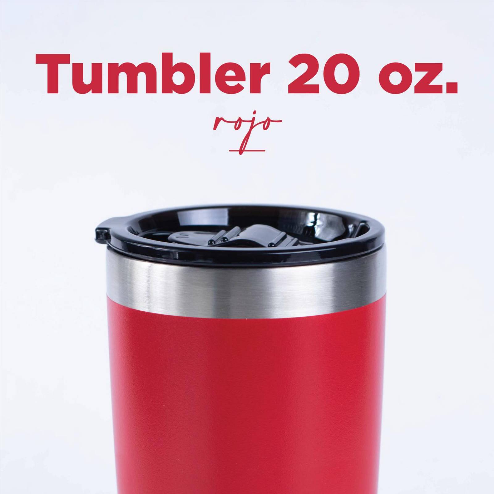 Vasos de Acero Inoxidable - Termo Tumbler | Vaso Termico 20 Oz | Mantiene Temp hasta 24hs. Rojo 20oz - 600ml